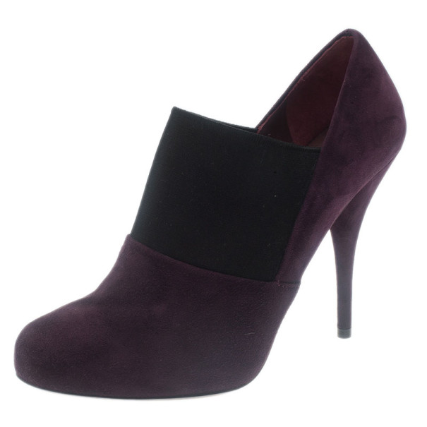 Pre Owned Miu Miu Purple Suede Ankle Booties Size 38