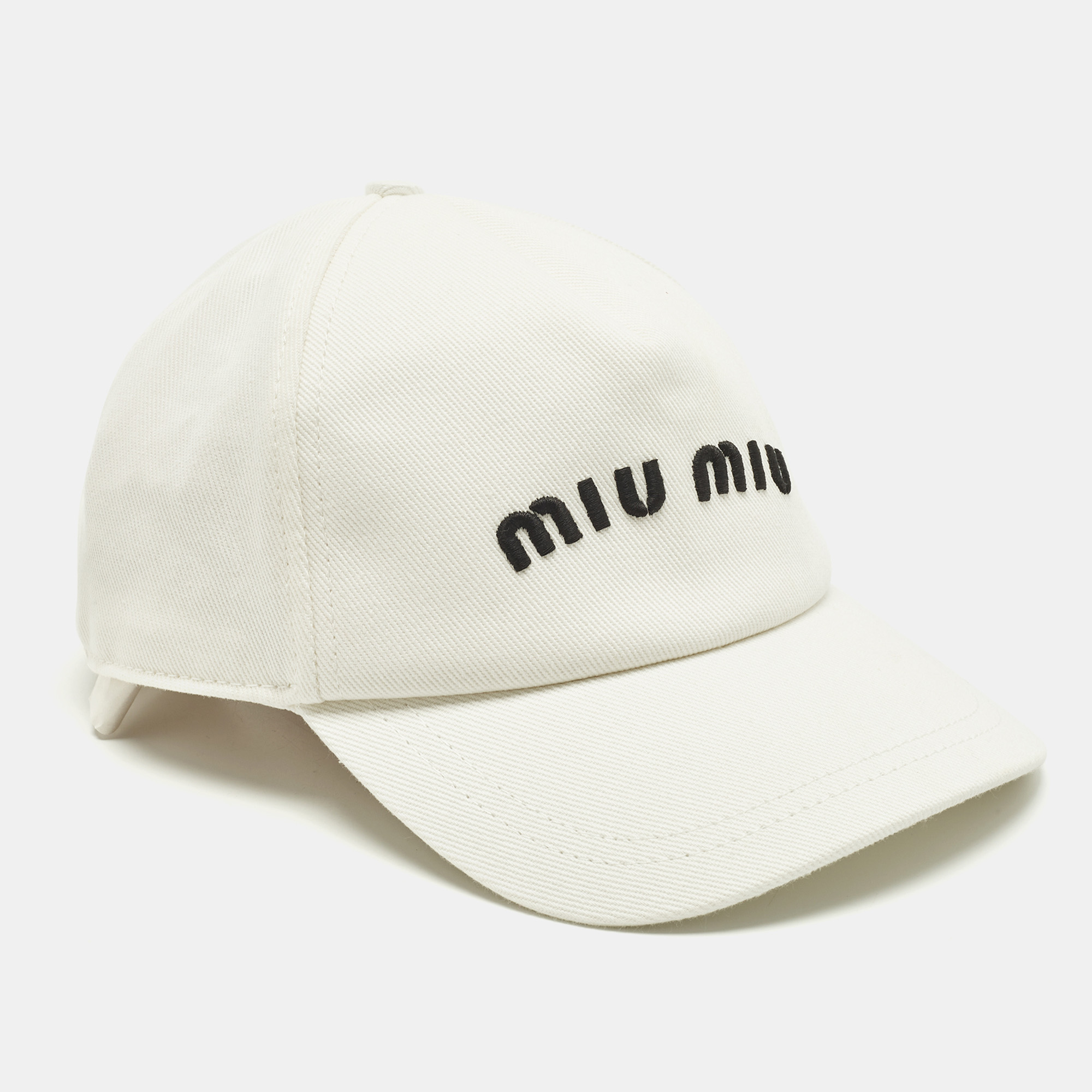 

Miu Miu White Logo Embroidered Cotton Baseball Cap M