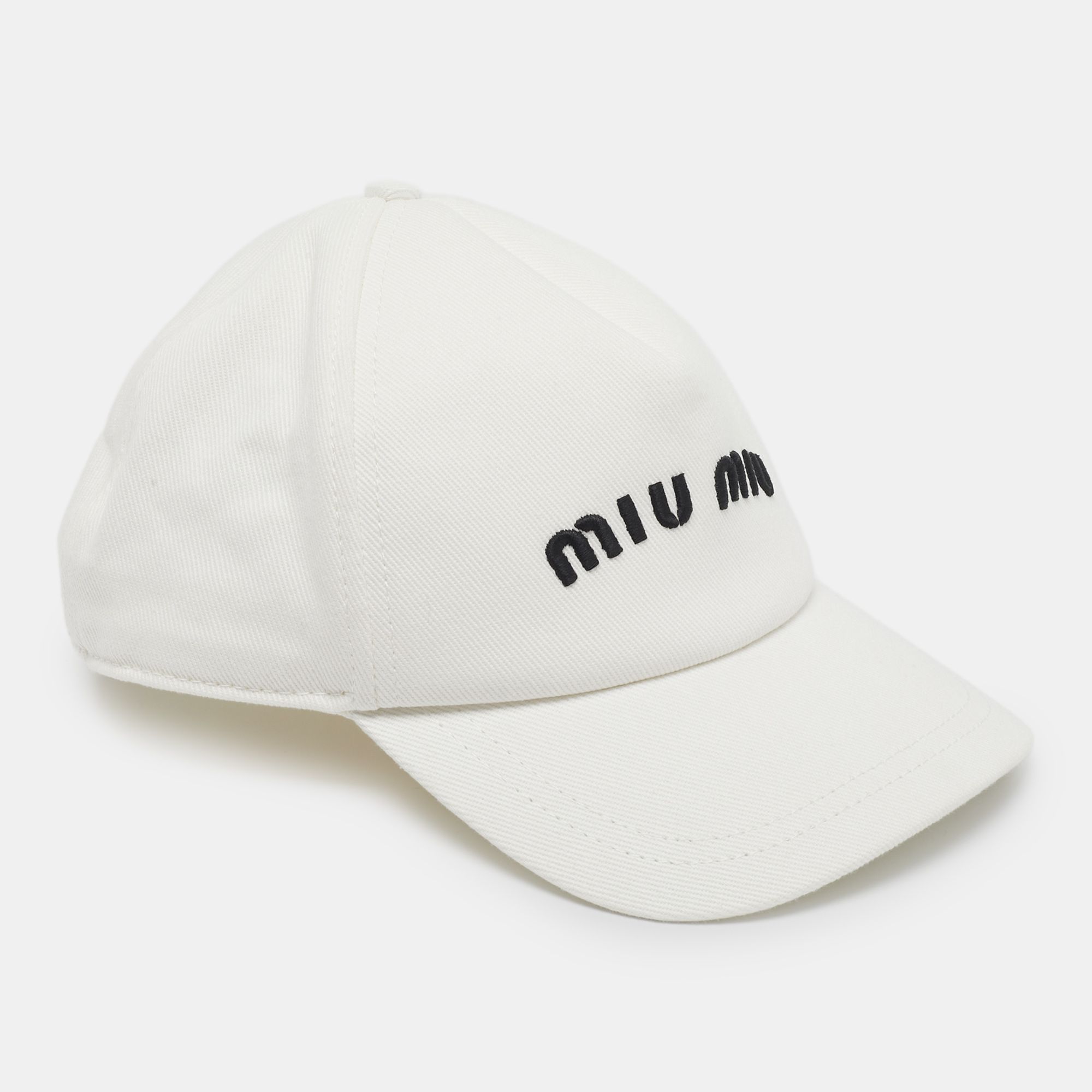 

Miu Miu White Logo Embroidered Cotton Baseball Cap M
