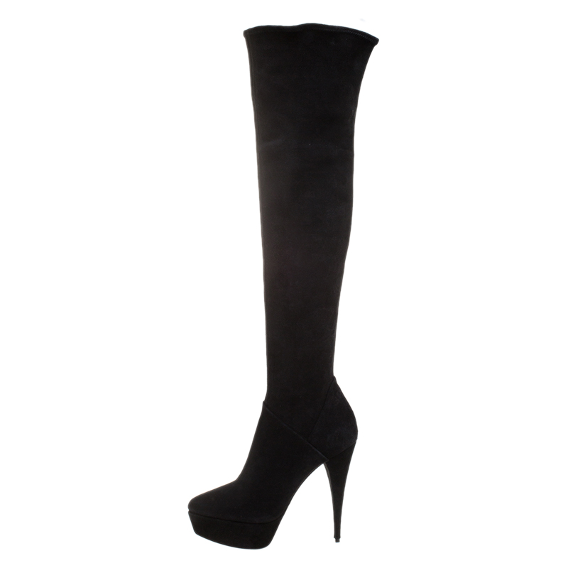 

Miu Miu Black Suede Over The Knee Platform Boots Size