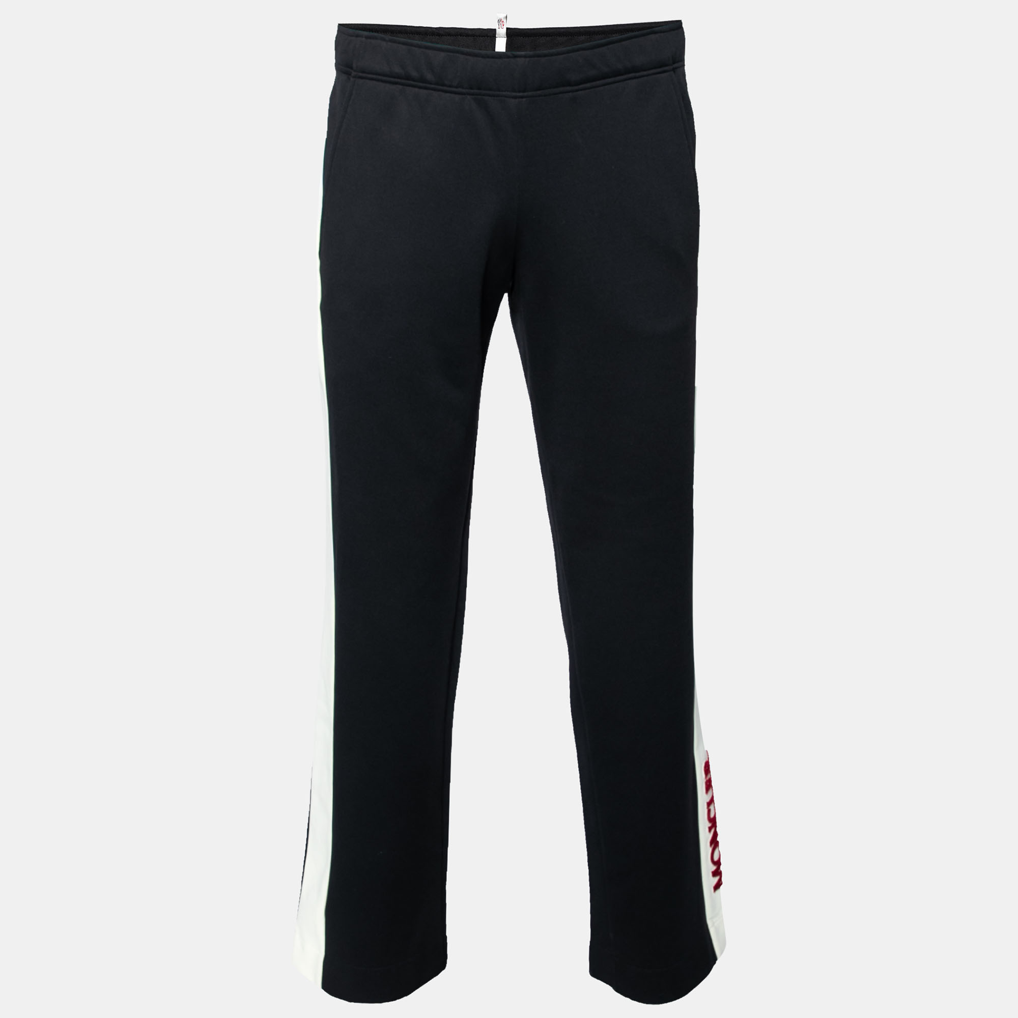 Pre-owned Moncler Grenoble Black Jersey Contrast Trimmed Sweatpants S