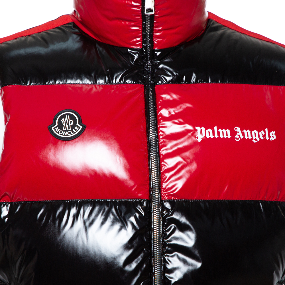Palm Angels Damier Puffed Hooded Jacket Black/Red Men's - FW22 - US