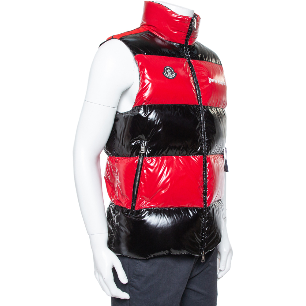 

Moncler X Palm Angels Red & Black Synthetic Goose Down Filled Puffer Jacket