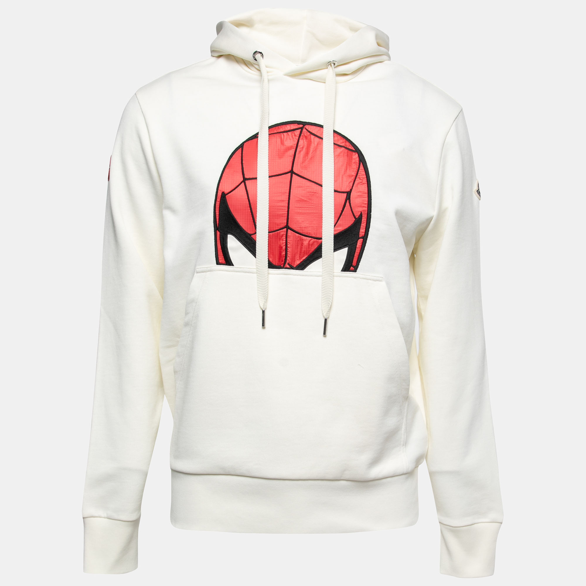 Pre-owned Moncler X Marvel White Cotton Spiderman Hooded Sweatshirt M