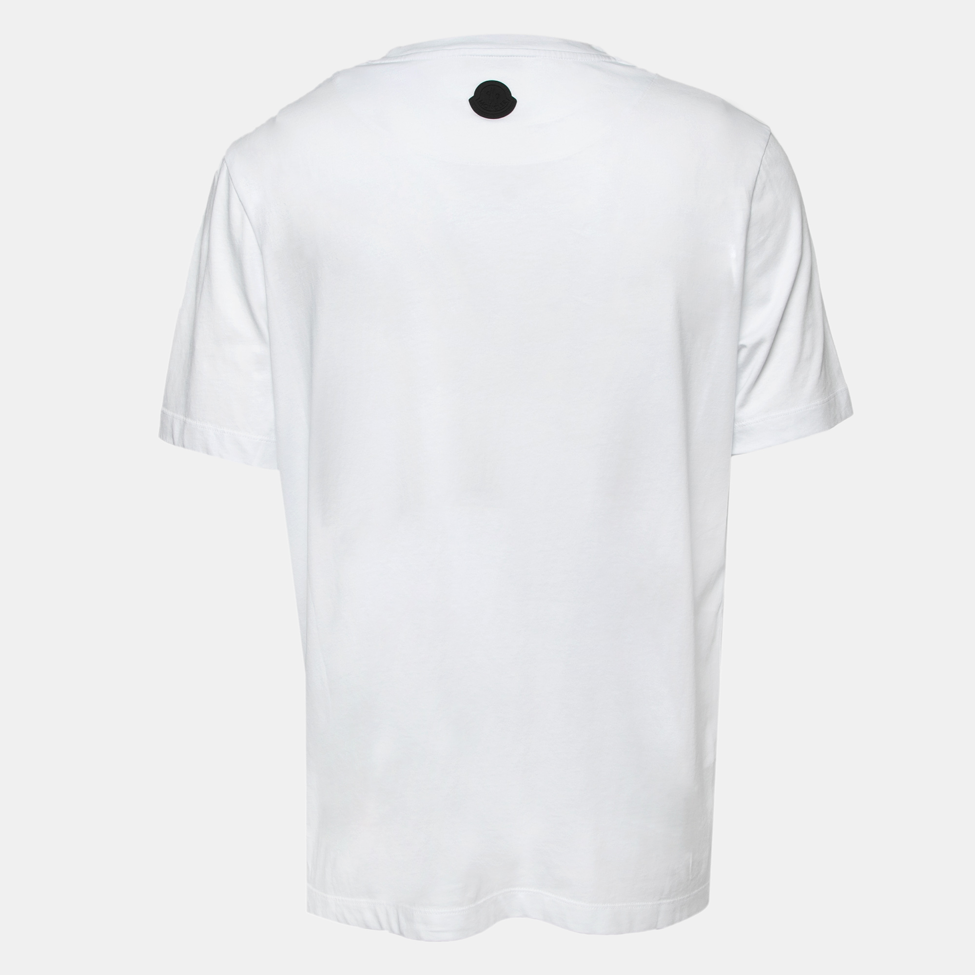 

Moncler White Typography Print Cotton Crew Neck T-Shirt