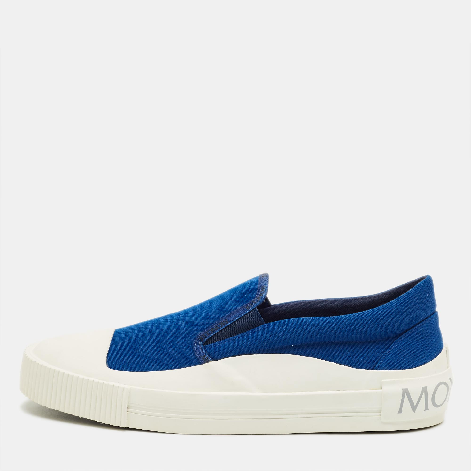 Pre-owned Moncler Blue Canvas Glisserie Slip On Sneakers Size 45