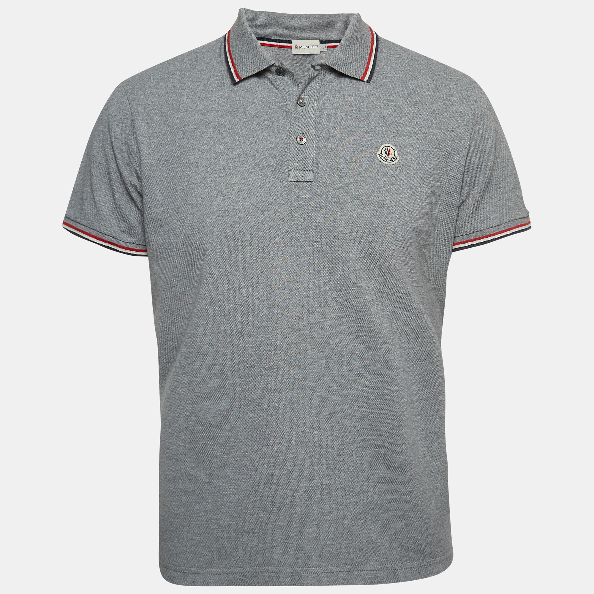 

Moncler Grey Cotton Pique Logo Patch Polo T-Shirt L