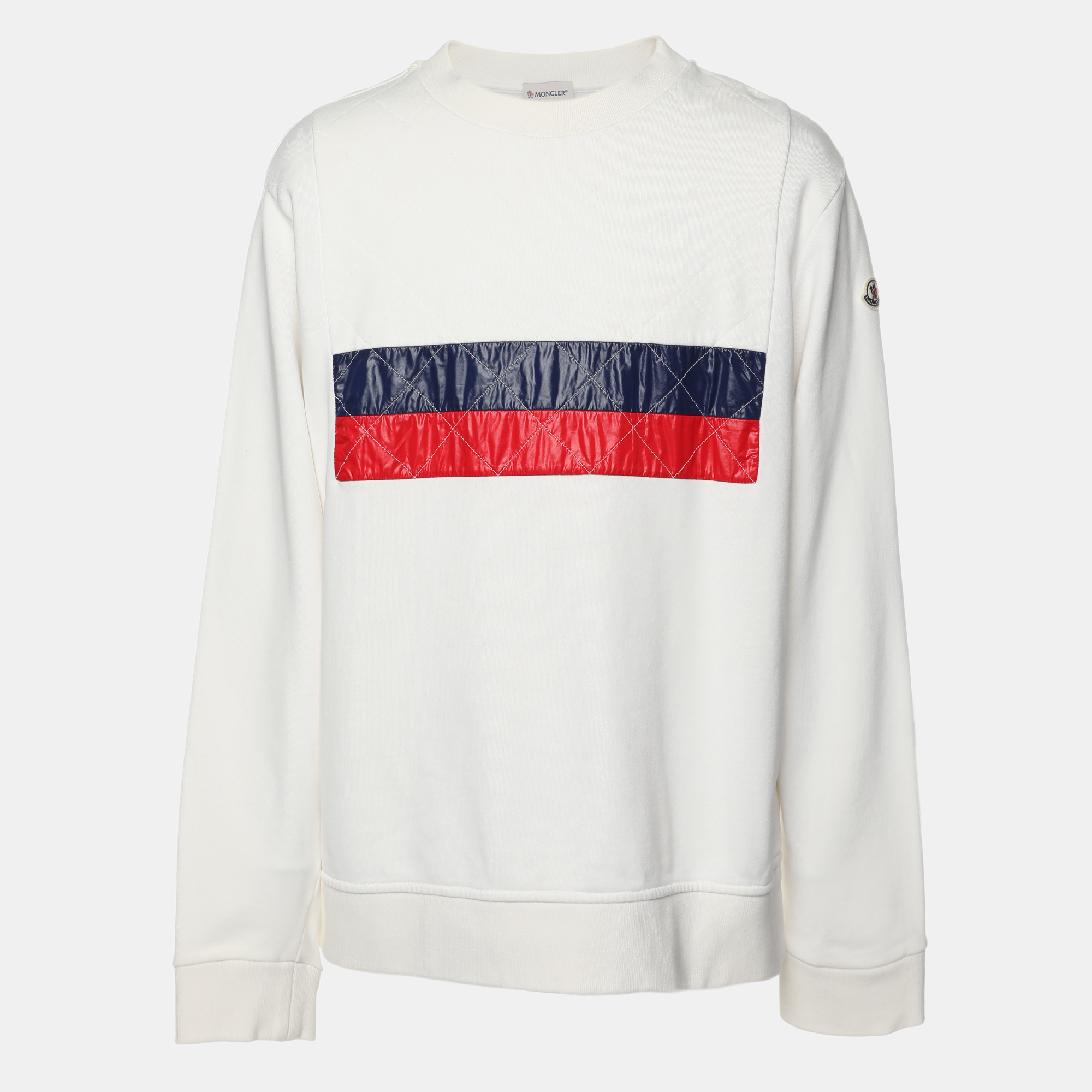 Pre-owned Moncler Cream Cotton Graphic Print Crew Neck Sweatshirt Xl