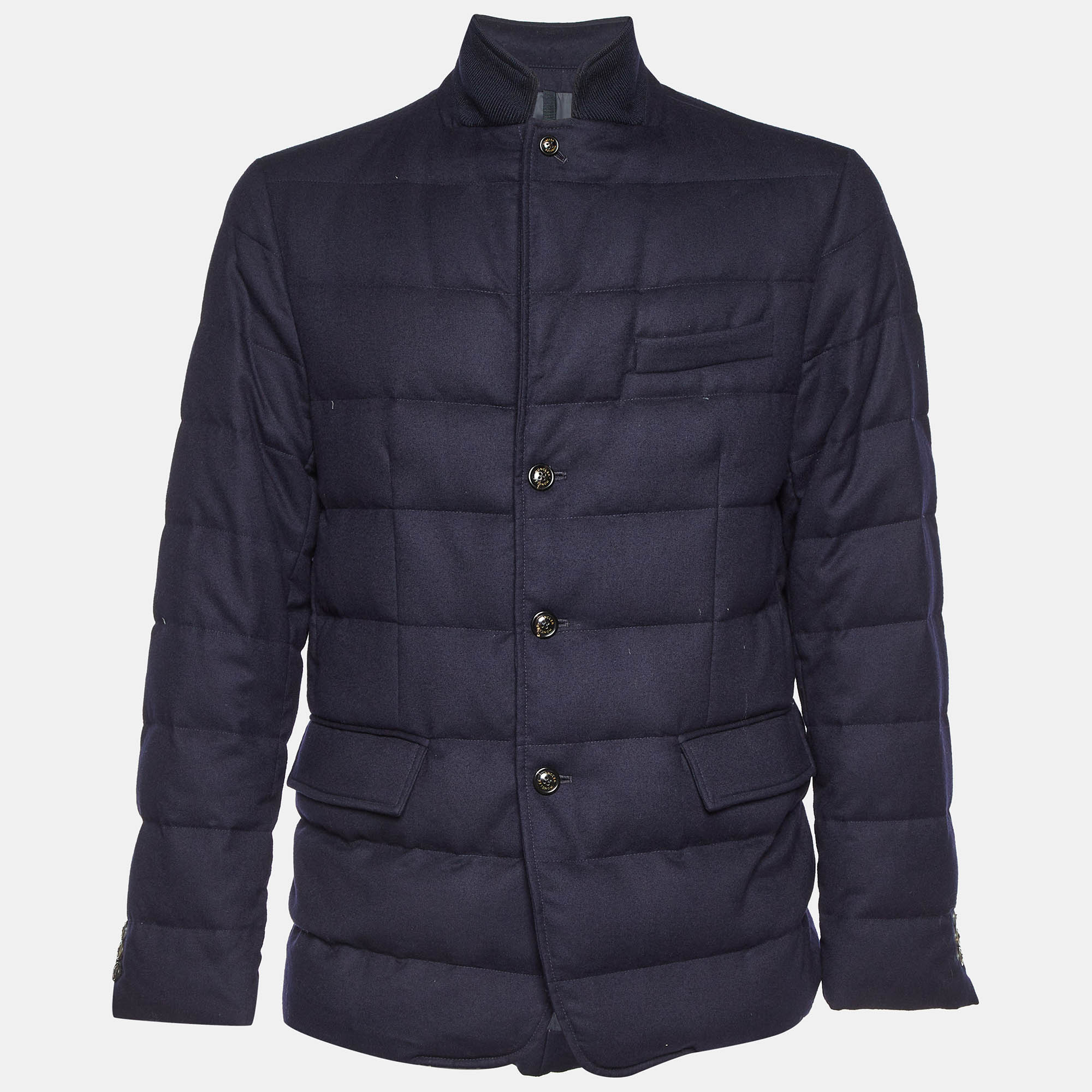 

Moncler Navy Blue Wool Rodin Quilted Down Jacket XL