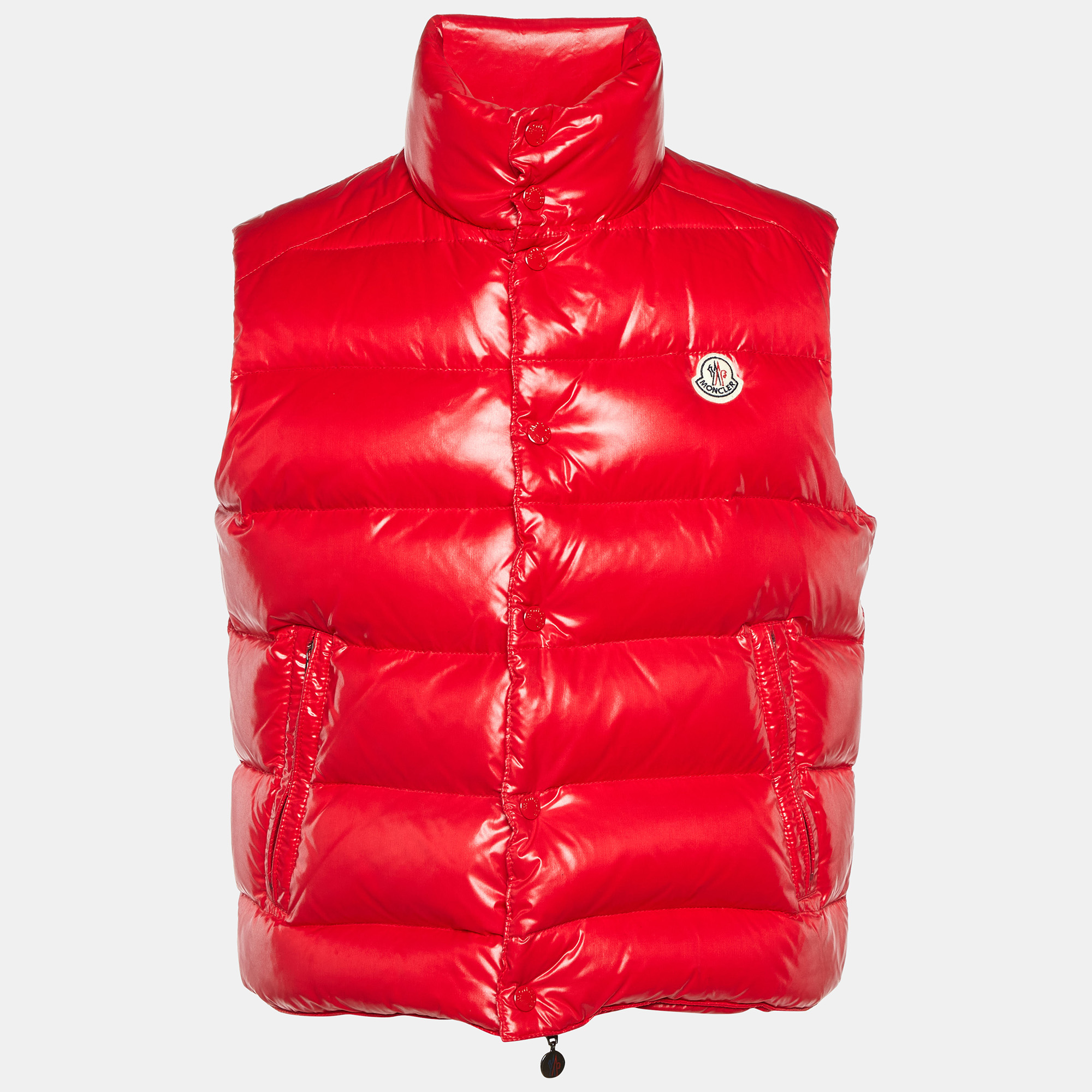 

Moncler Red Nylon Zip-Up Puffer Tib Gilet Jacket M