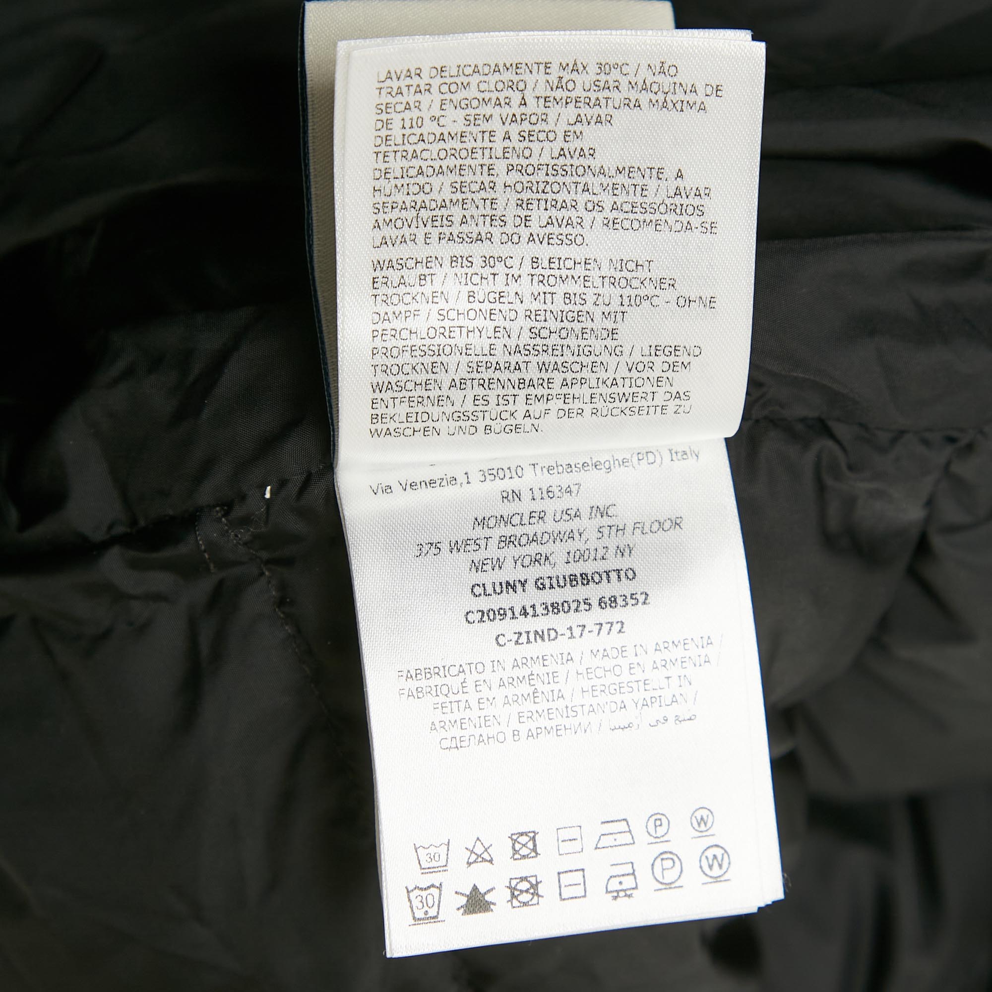 Moncler Black Real Fur Trim Nylon Hooded Down Jacket L 