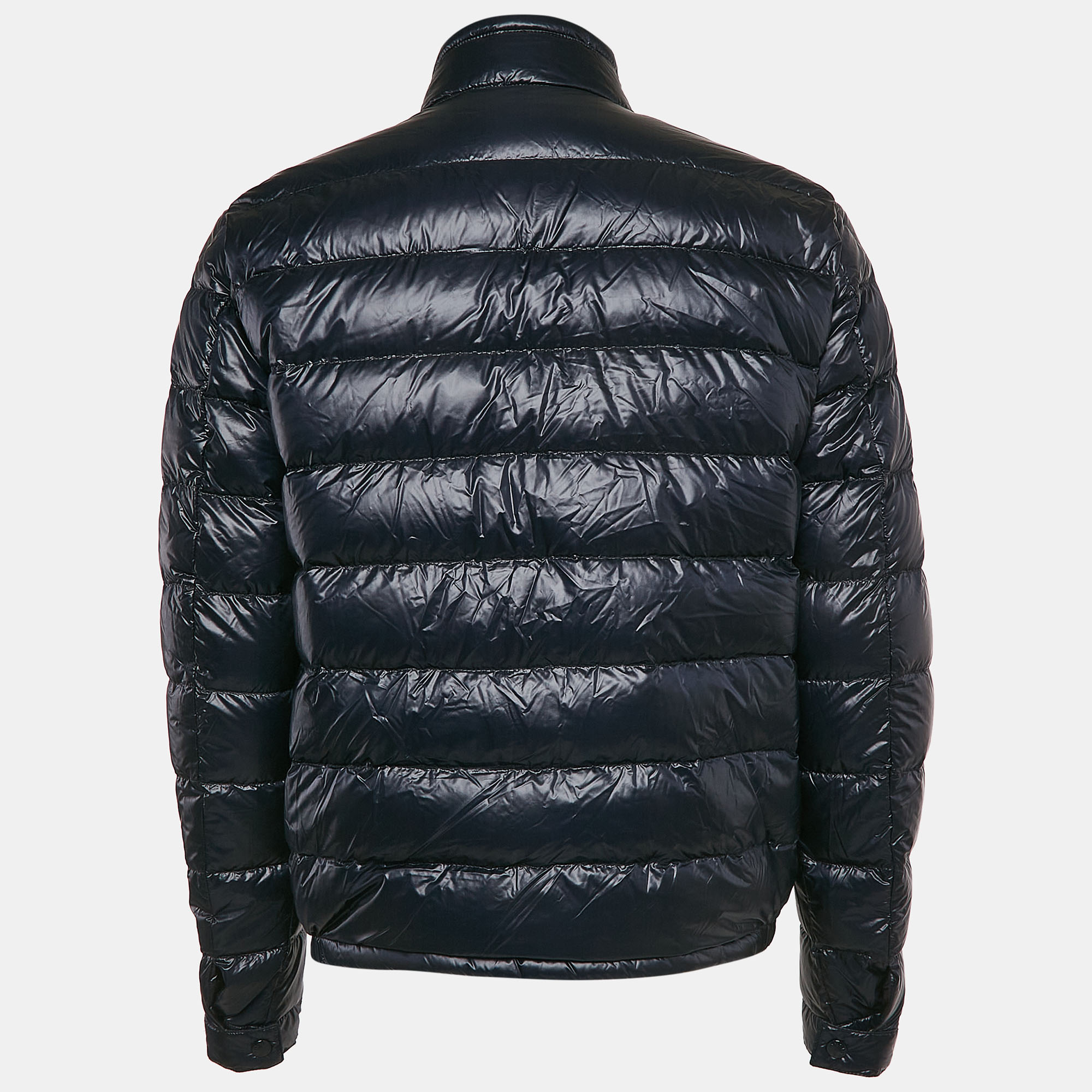 Moncler Longue Saison Blue Nylon Down Jacket L 