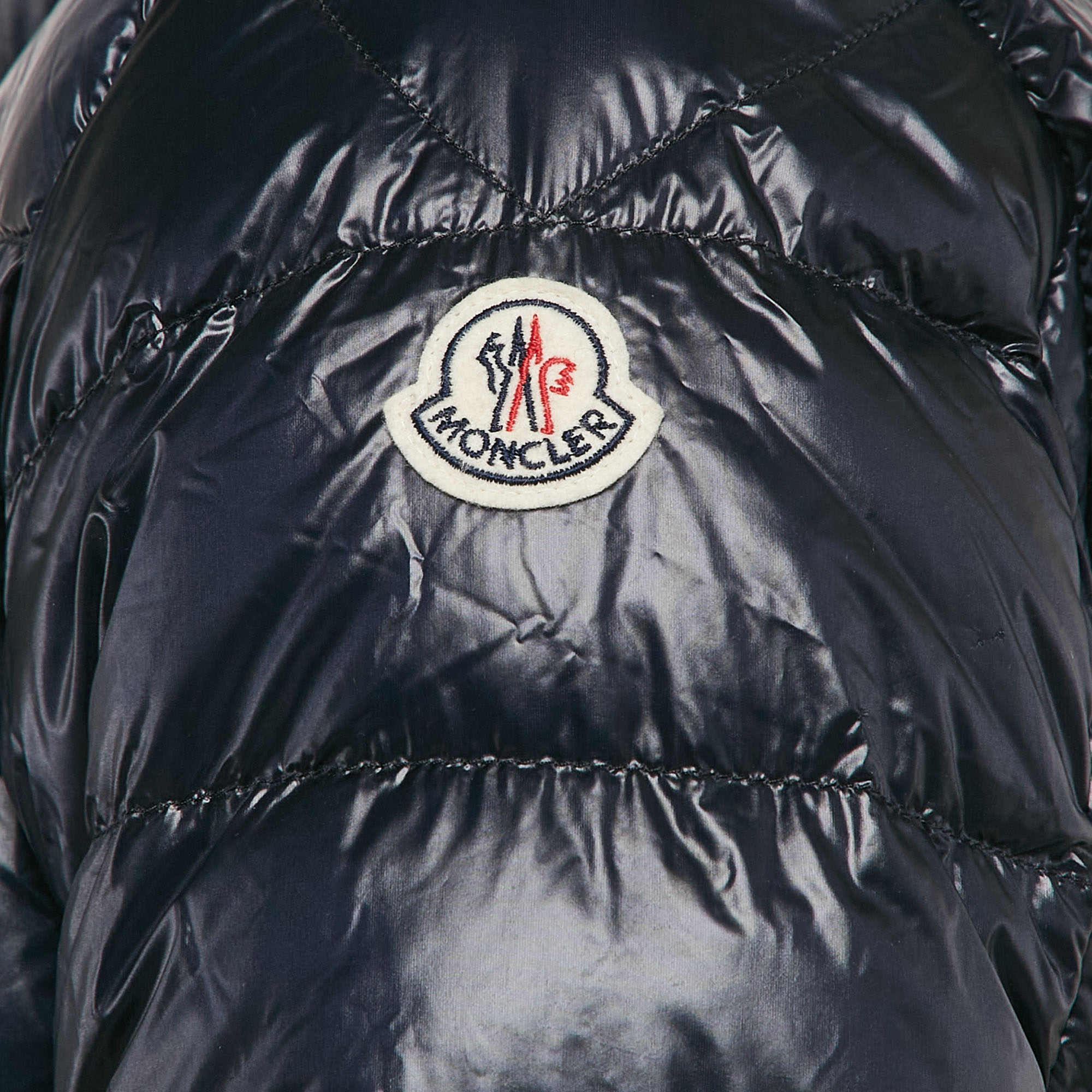 Moncler Longue Saison Blue Nylon Down Jacket L 