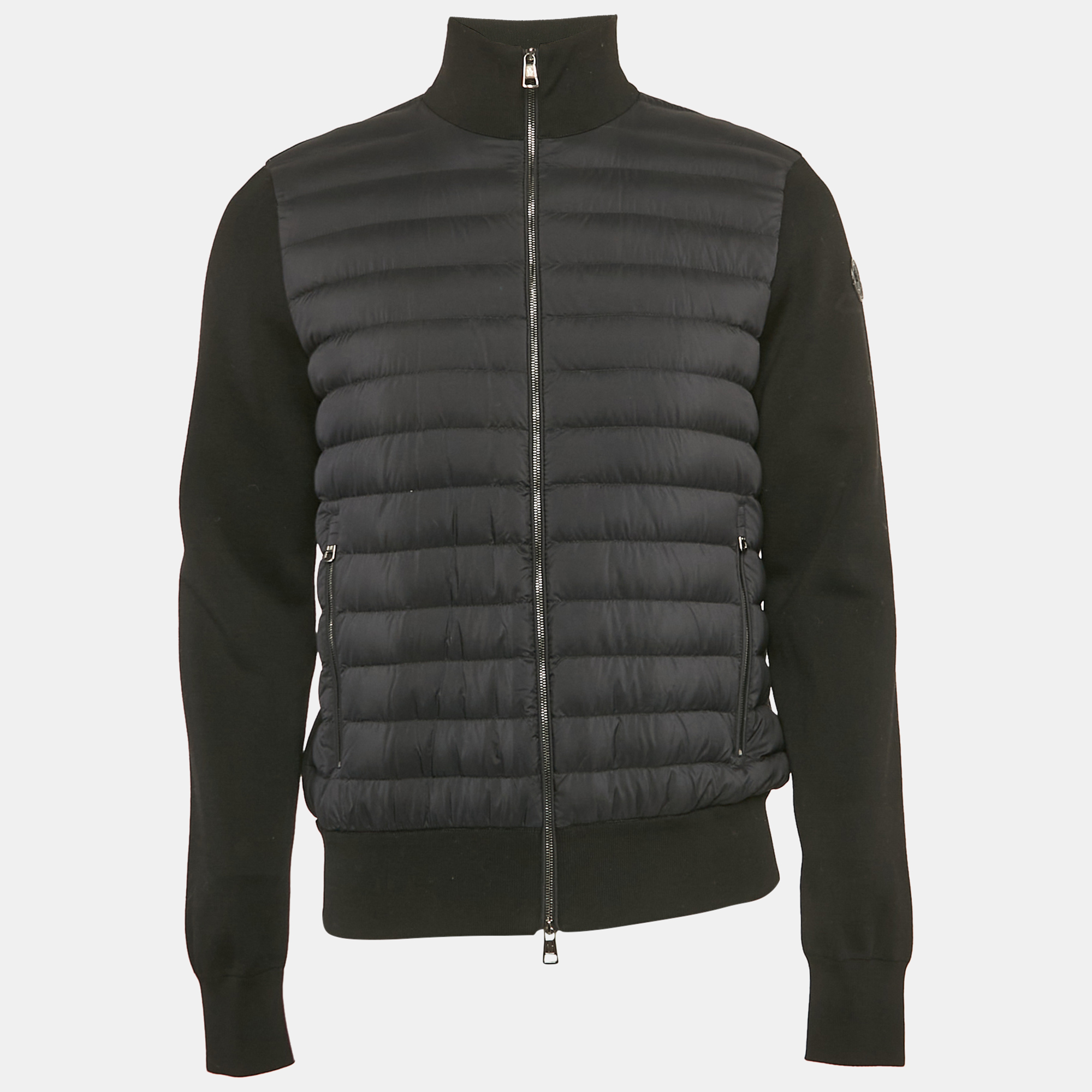 

Moncler Black Nylon and Cotton Knit Maglia Tricot Cardigan Jacket L