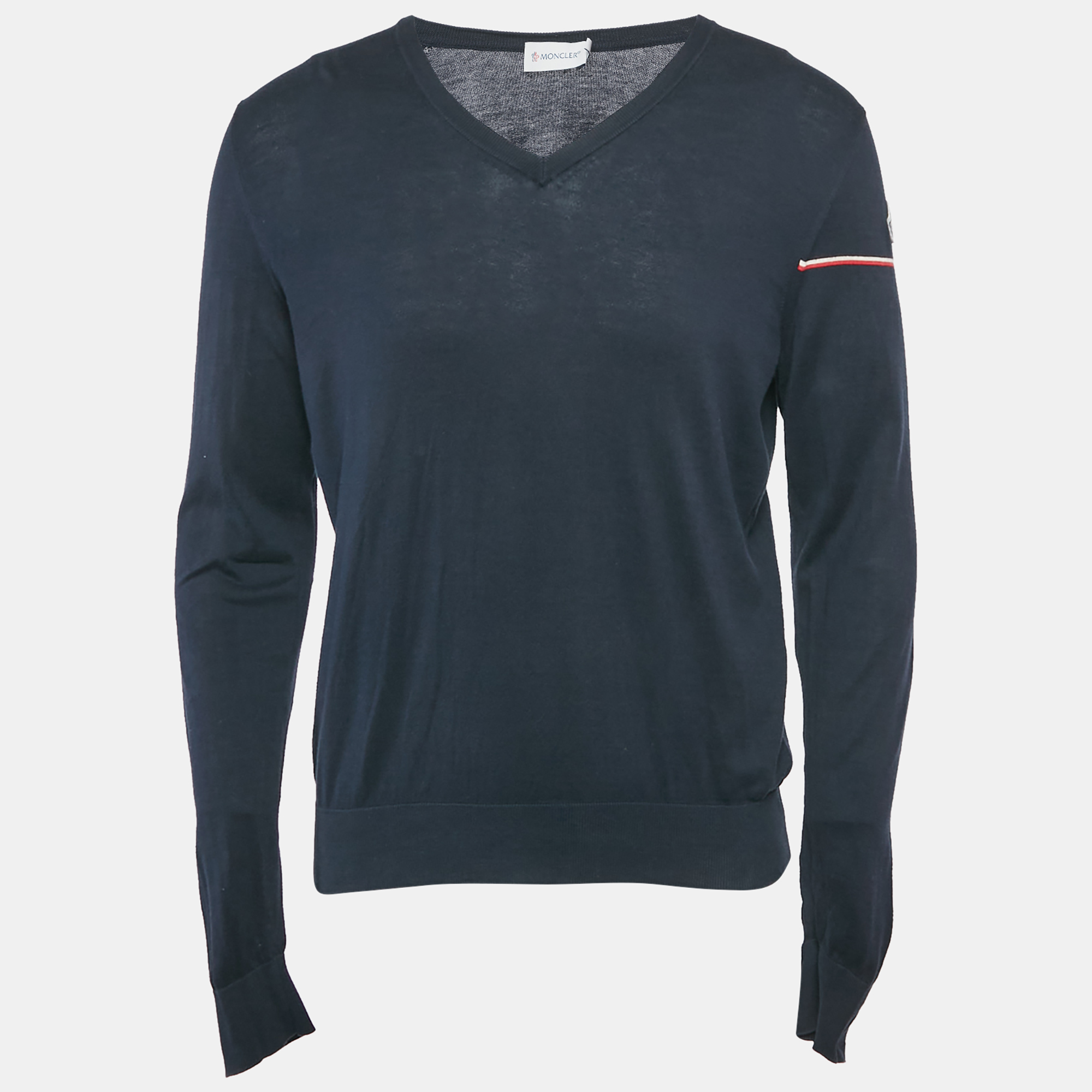 

Moncler Blue Cotton Long Sleeve Sweater M