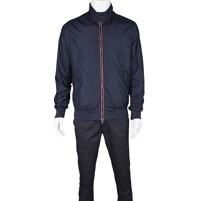 

Moncler Navy Blue Contrast Trim Zip Front Darlan Windbreaker Jacket