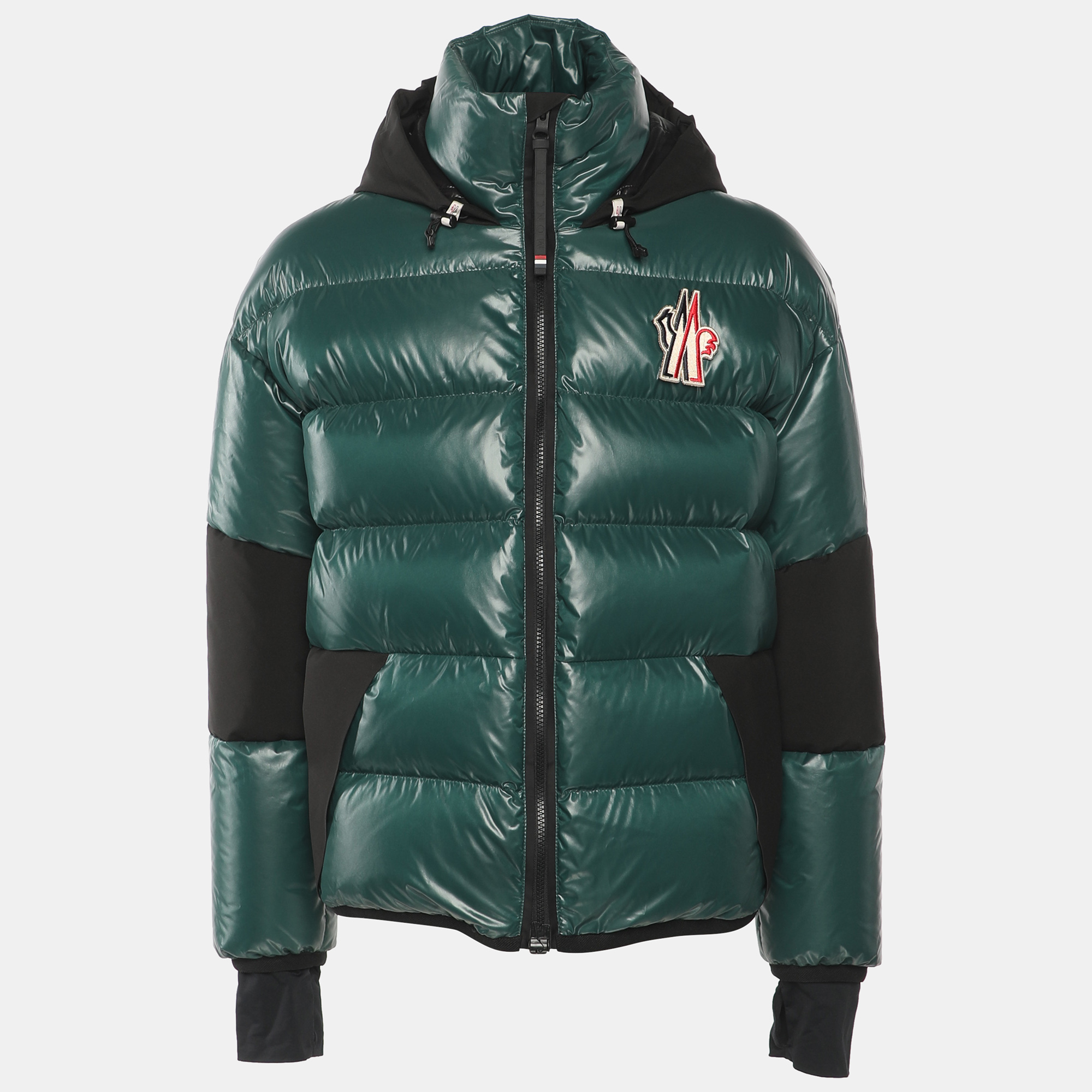 

Moncler Green/Black Nylon Quilted Hooded Puffer Jacket M