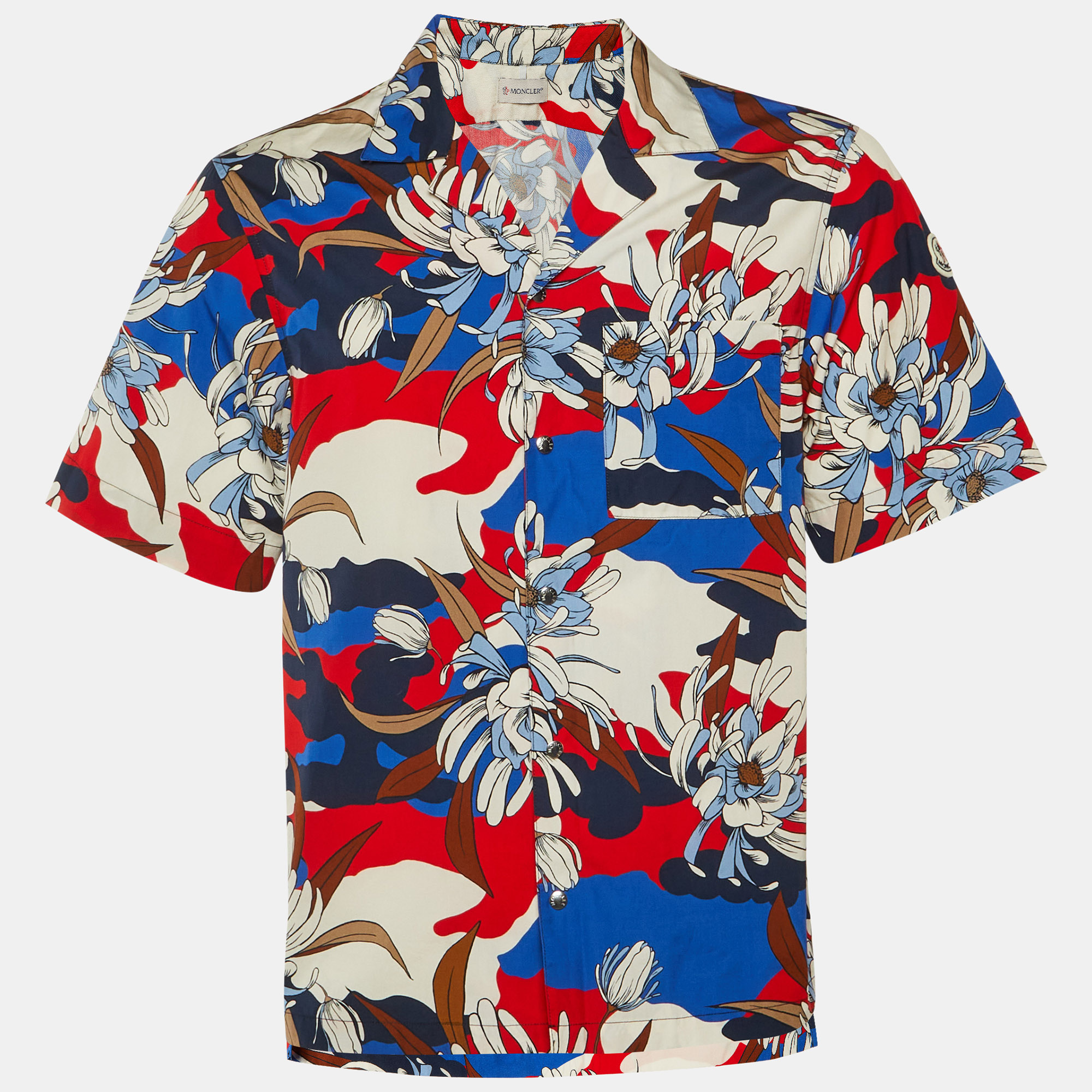 

Moncler Multicolor Floral Print Cotton Camp Collar Shirt M