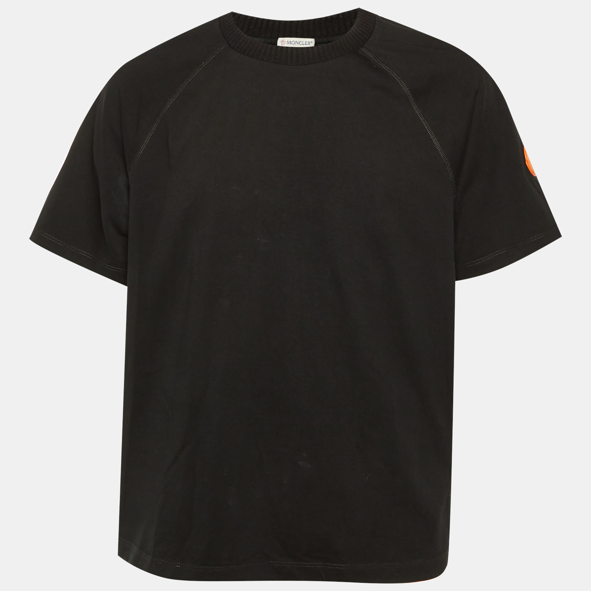 

Moncler X Off-White Black Arrow Print Cotton Rib Knit Collar T-Shirt XL