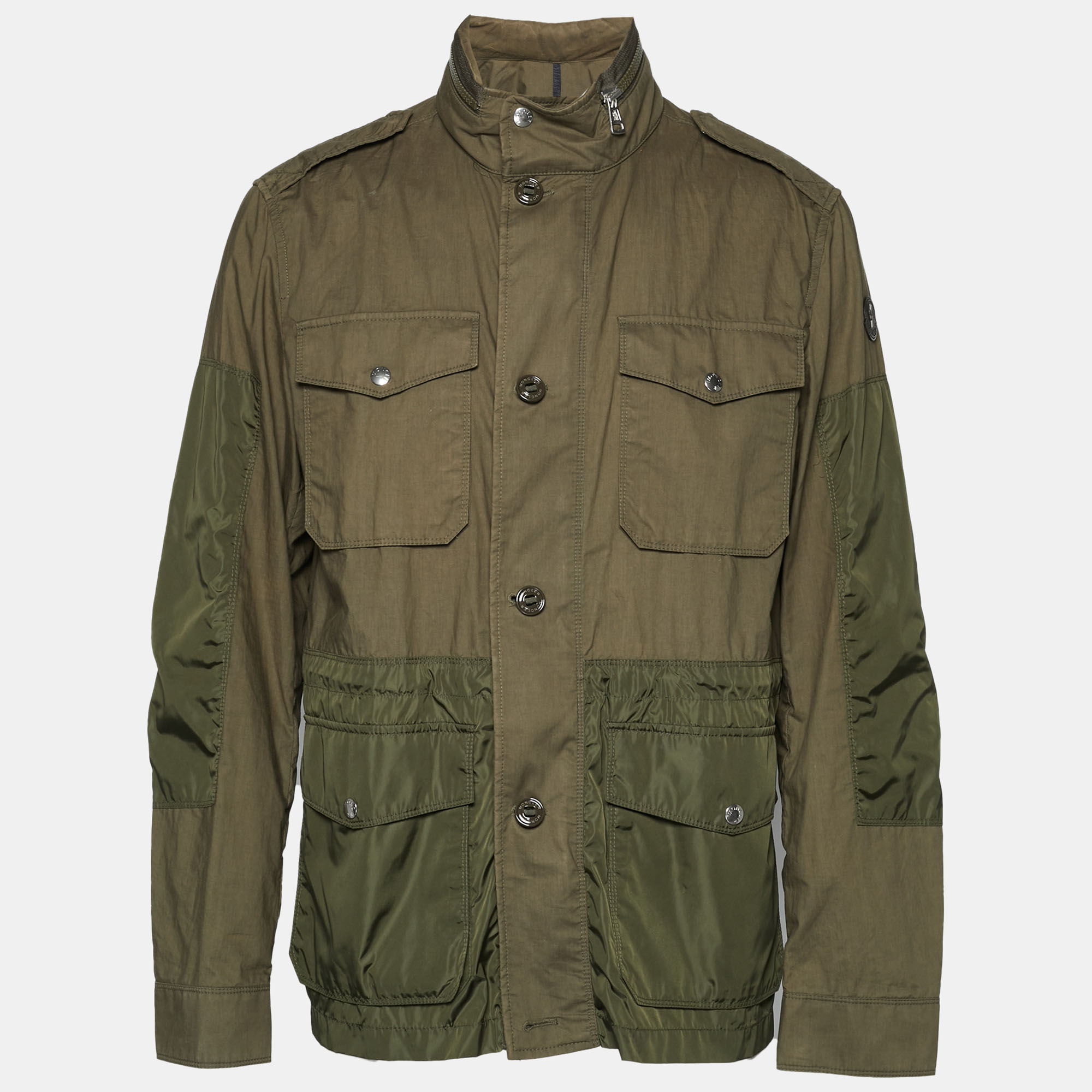

Moncler Green Cotton & Synthetic Concealed Hood Jacket XL