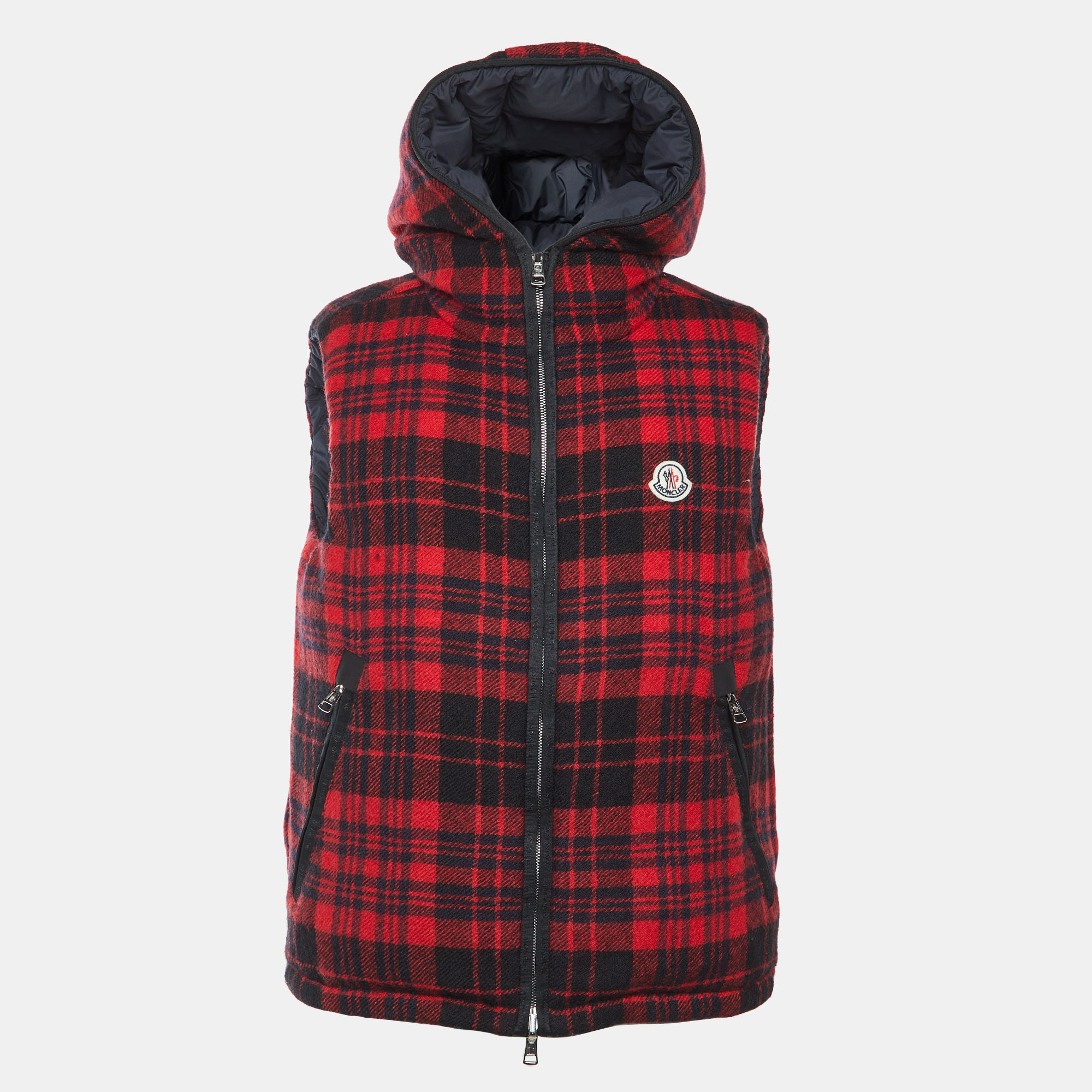 

Moncler Black/Red Thoule Hooded Reversible Gilet S