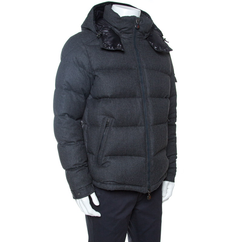 

Moncler Grey Wool Quilted Down Hooded Montgenevre Jacket