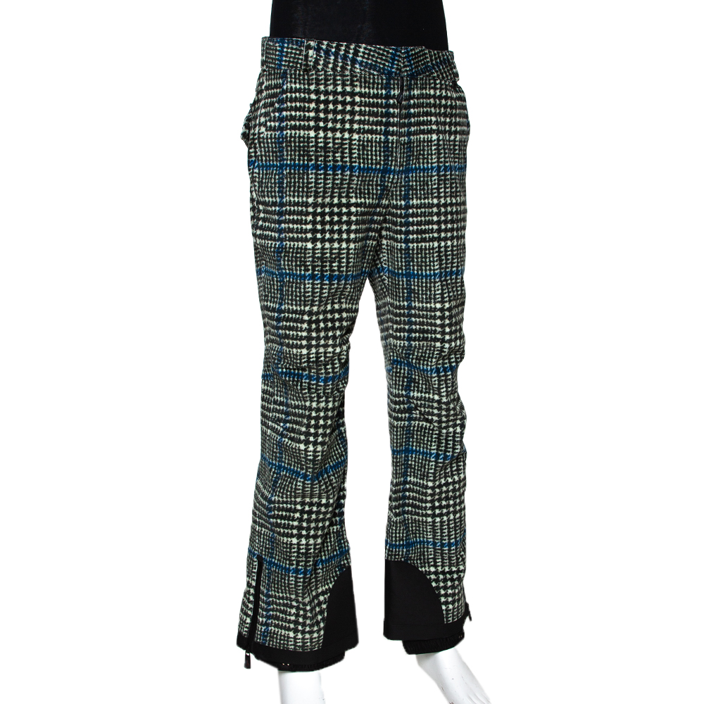 

Moncler Olive Green & Blue Houndstooth Pattern Ski Recco Pants