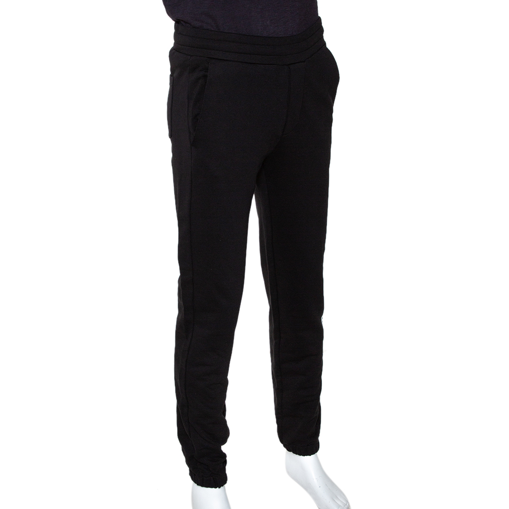 

Moncler Black Knit Vertical Logo Printed Track Pants