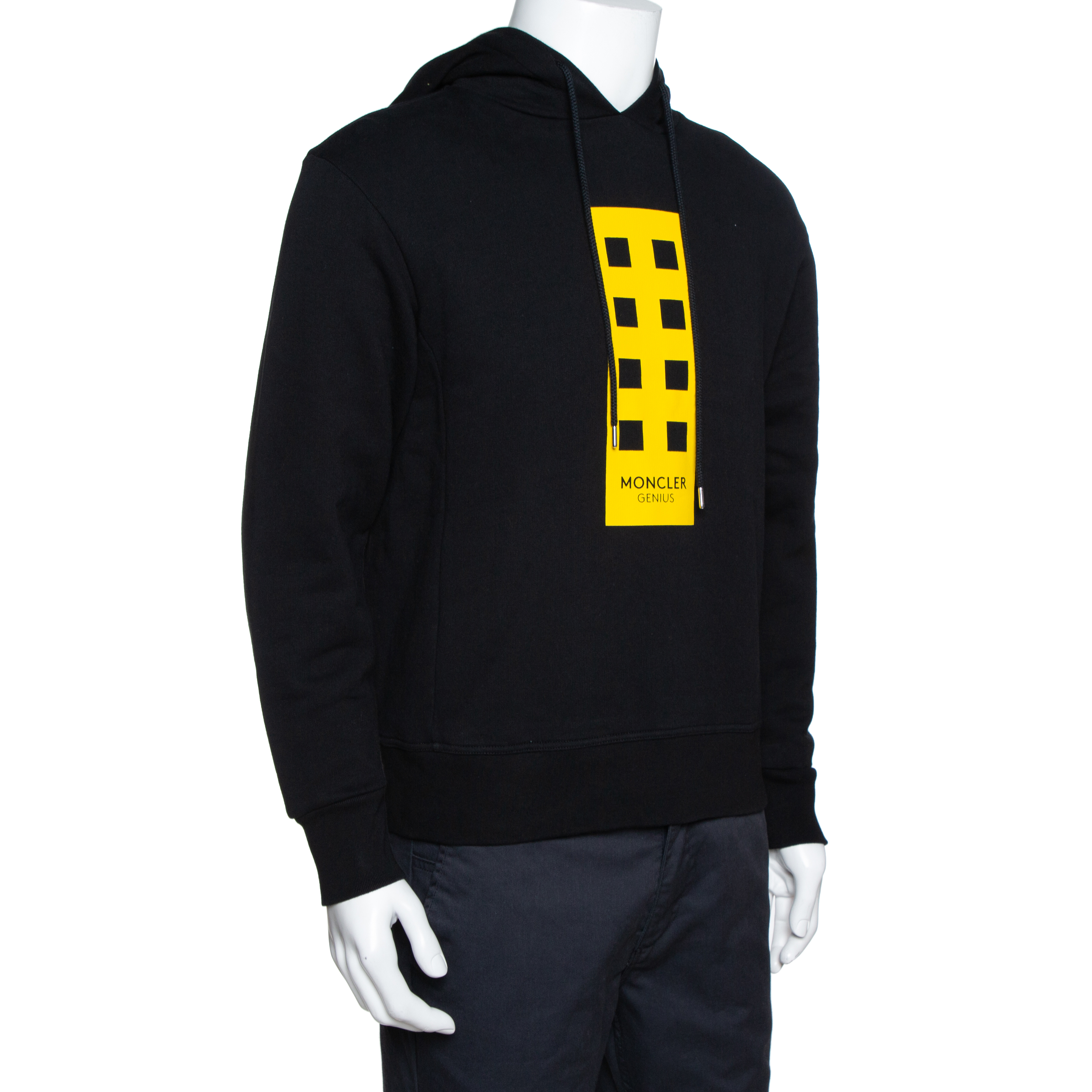 

Moncler Black Printed Cotton Hooded Sweatshirt