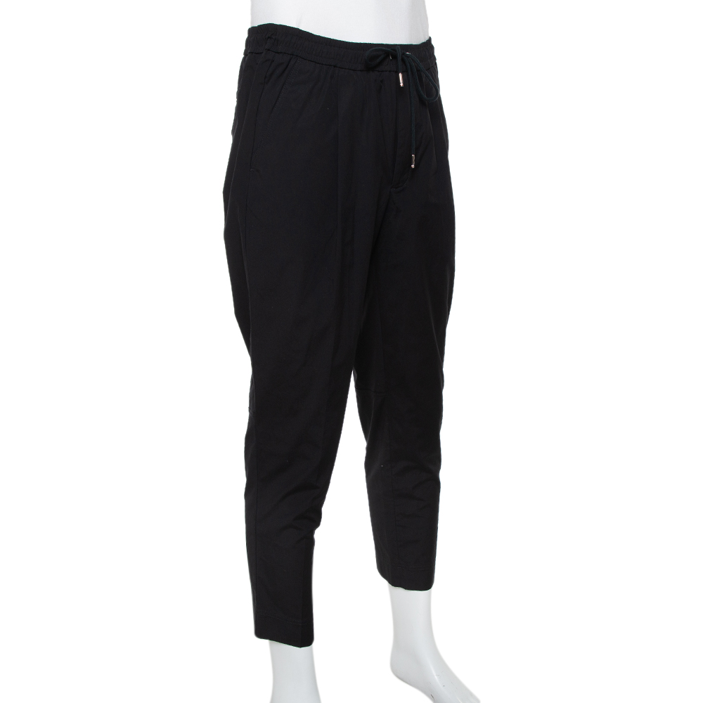 

Moncler Black Cotton Drawstring Detail Pants