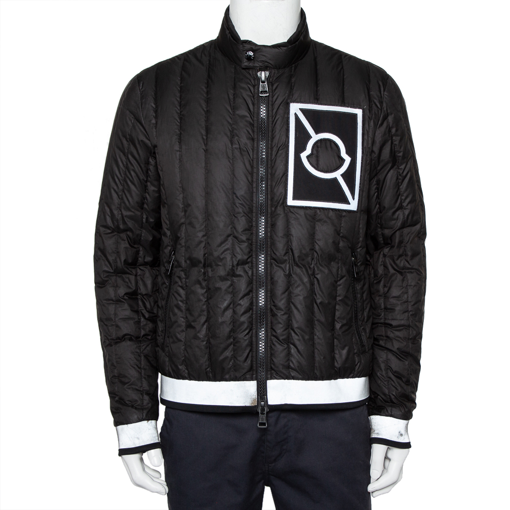 Pre-owned Moncler X Craig Green Black Synthetic Reflective Hem Detail Down Puffer Altman Jacket L