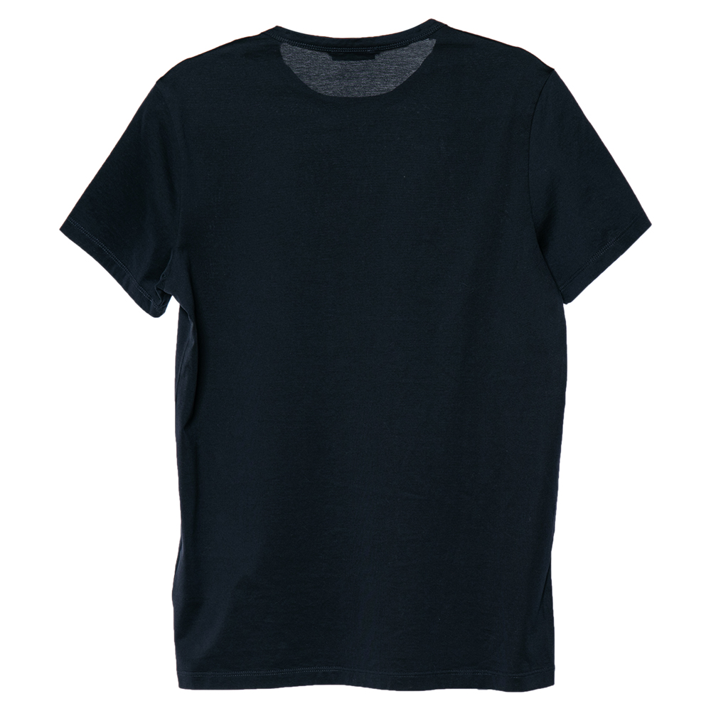 

Moncler Navy Blue Cotton Logo Patch Detail T-Shirt