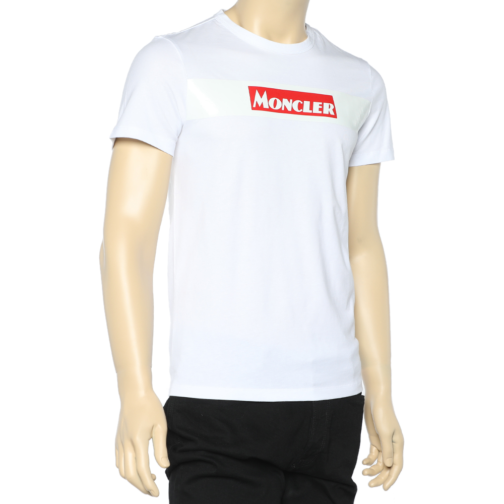 

Moncler White Logo Printed Cotton Roundneck T-Shirt