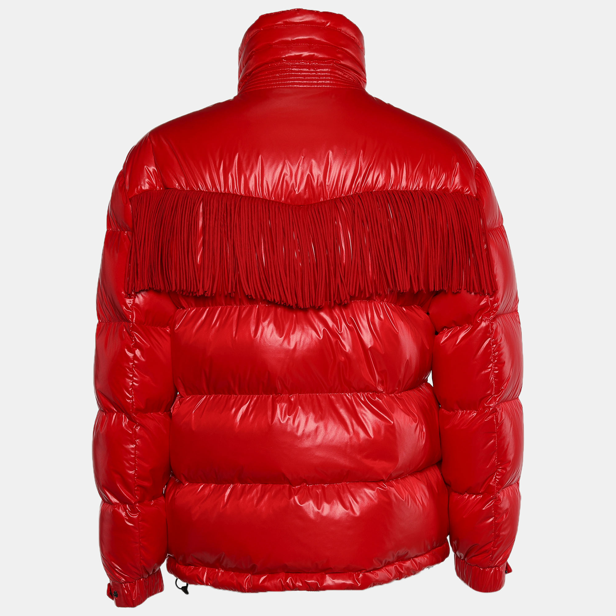 

Moncler Red Synthetic Down Fringe Trimmed Arlaz Puffer Jacket