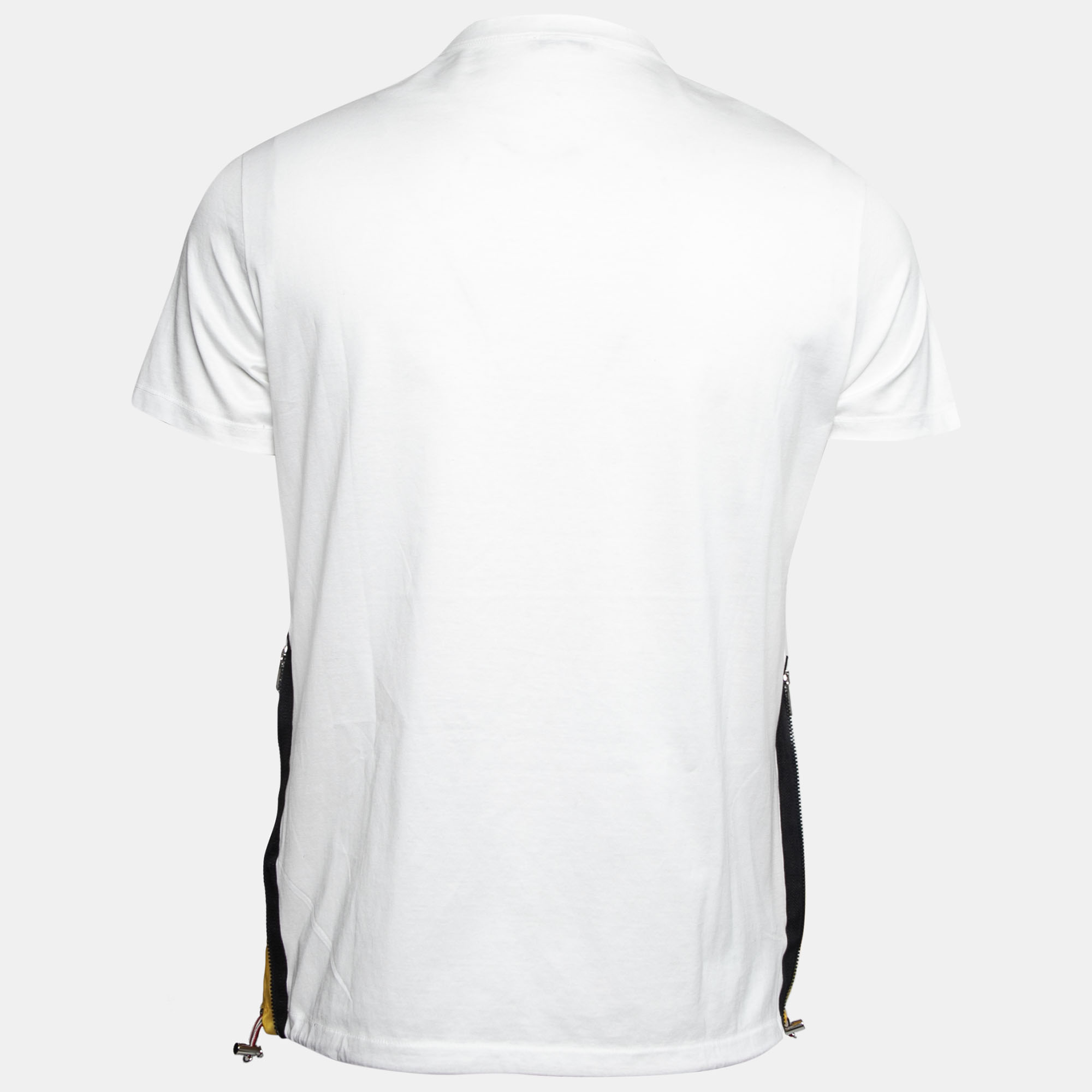 

Moncler White Cotton Side Zipper Detailed Crew Neck T-Shirt