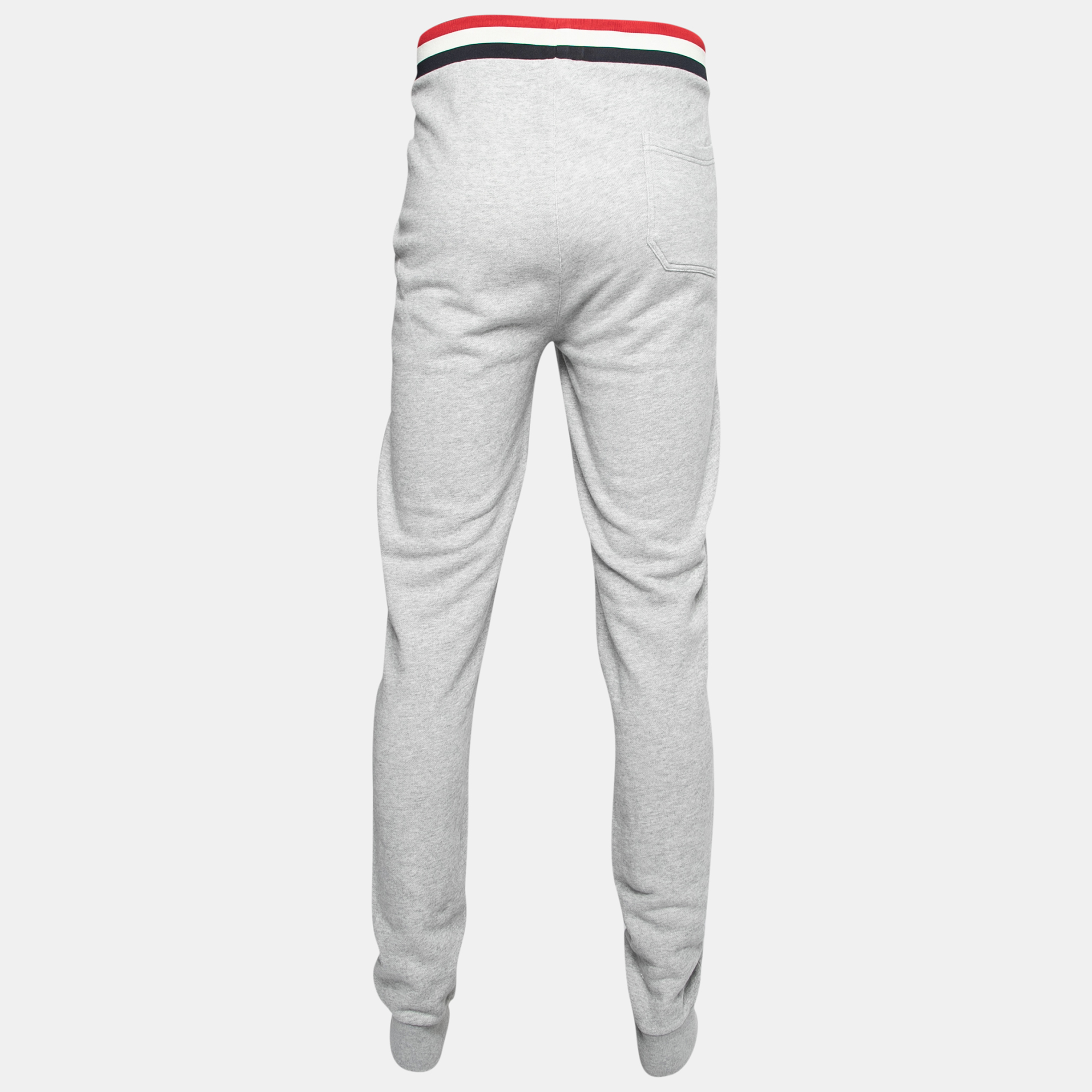 

Moncler Grey Cotton Rib Knit Trimmed Joggers