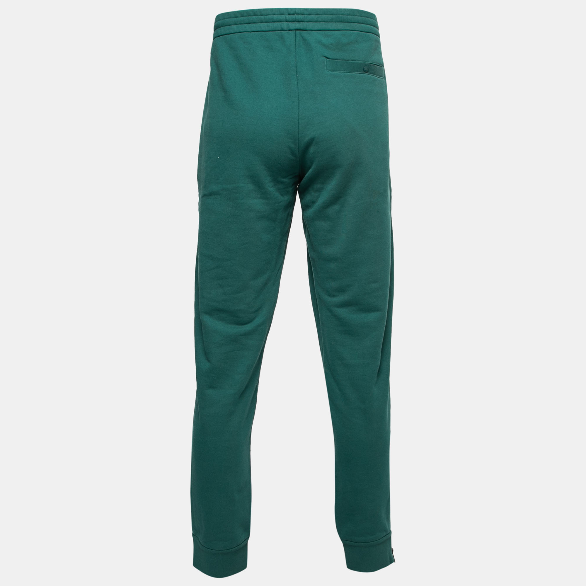 

Moncler Green Cotton Logo Patch Side Zip Joggers