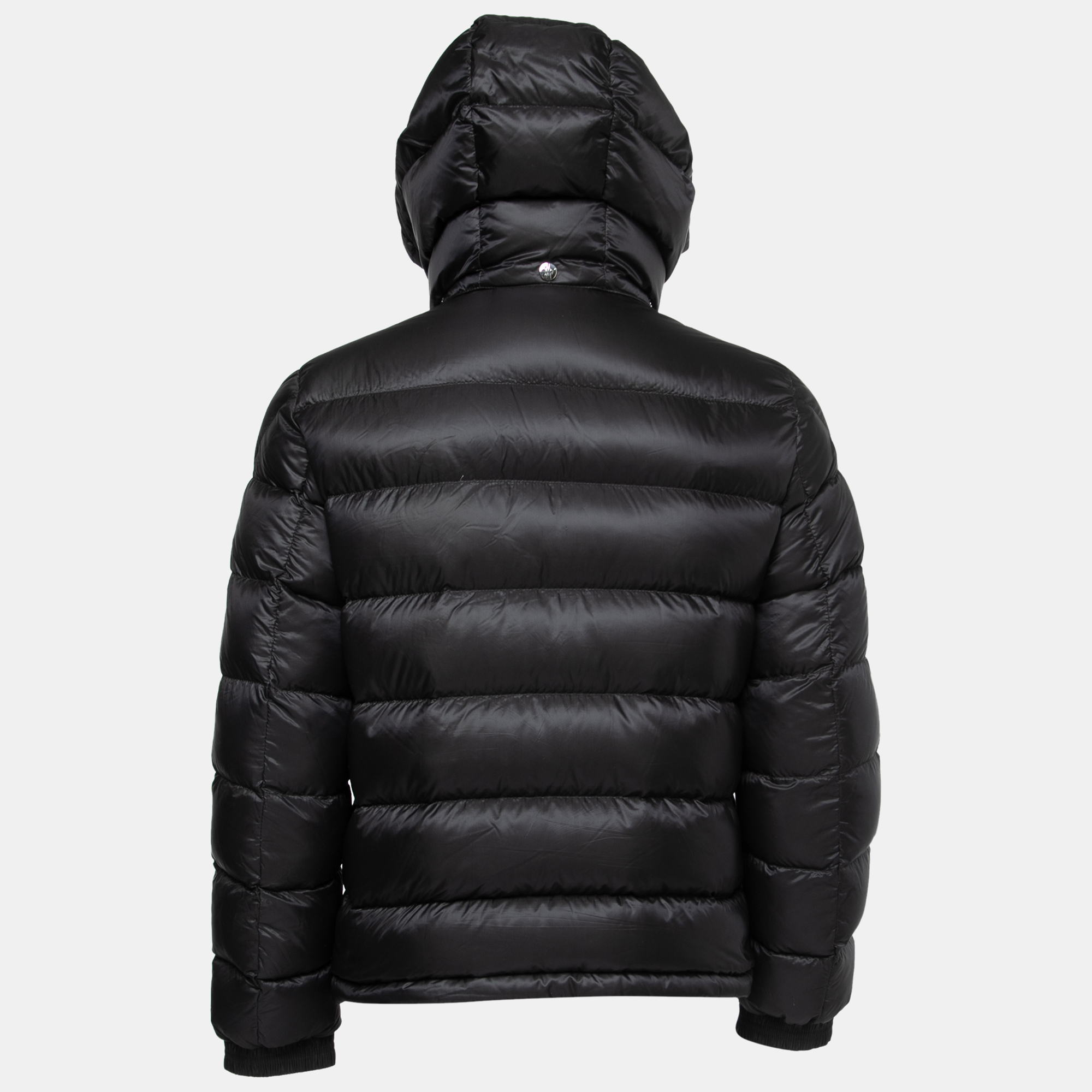 

Moncler Black Synthetic Quilted Down Hooded Puffer Jacket