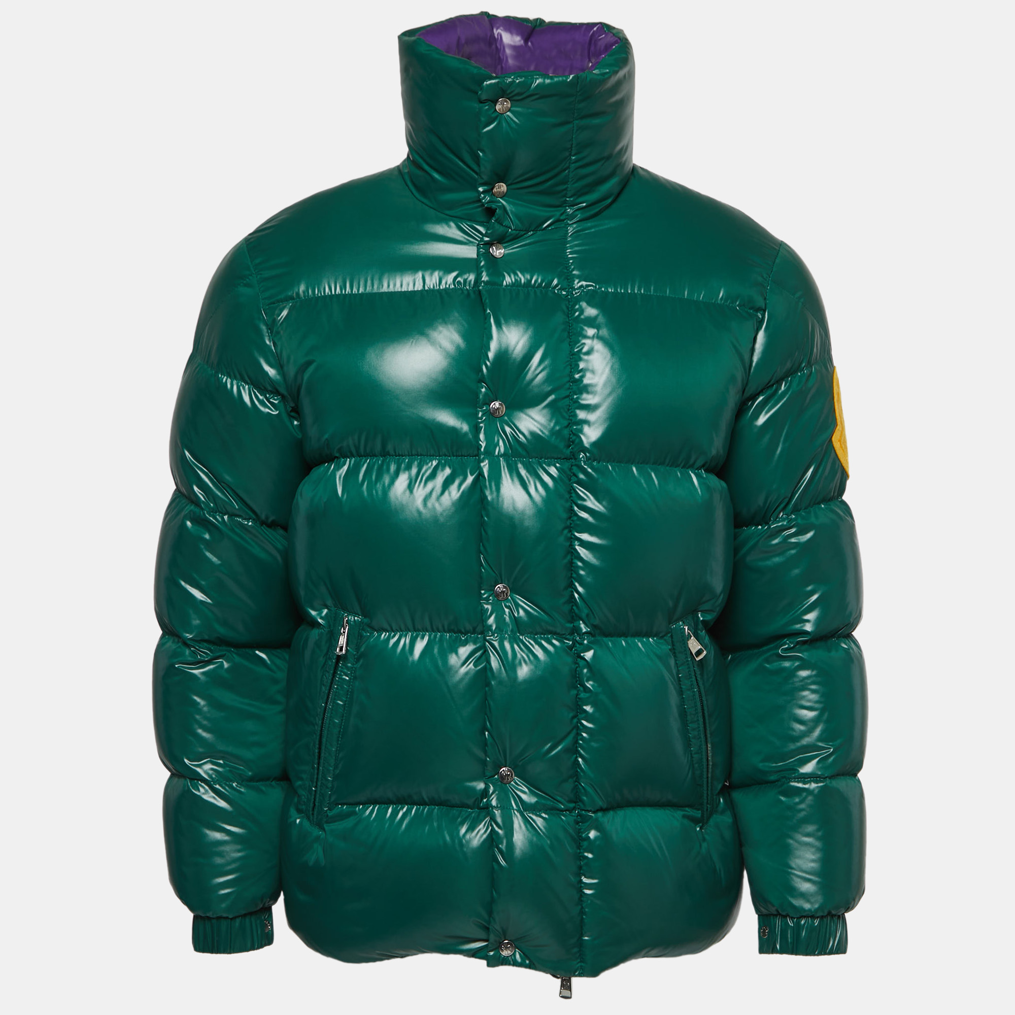 Pre-owned Moncler Green Synthetic Puffer Down Jacket S