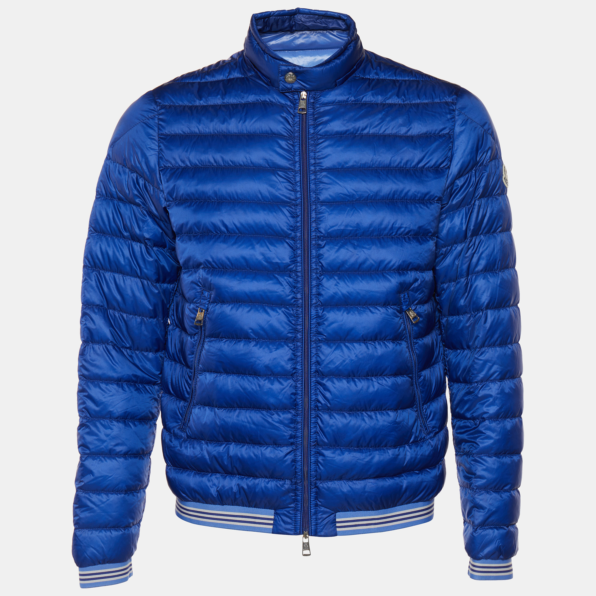 Pre-owned Moncler Blue Synthetic Quilted Lightweight Jacket L