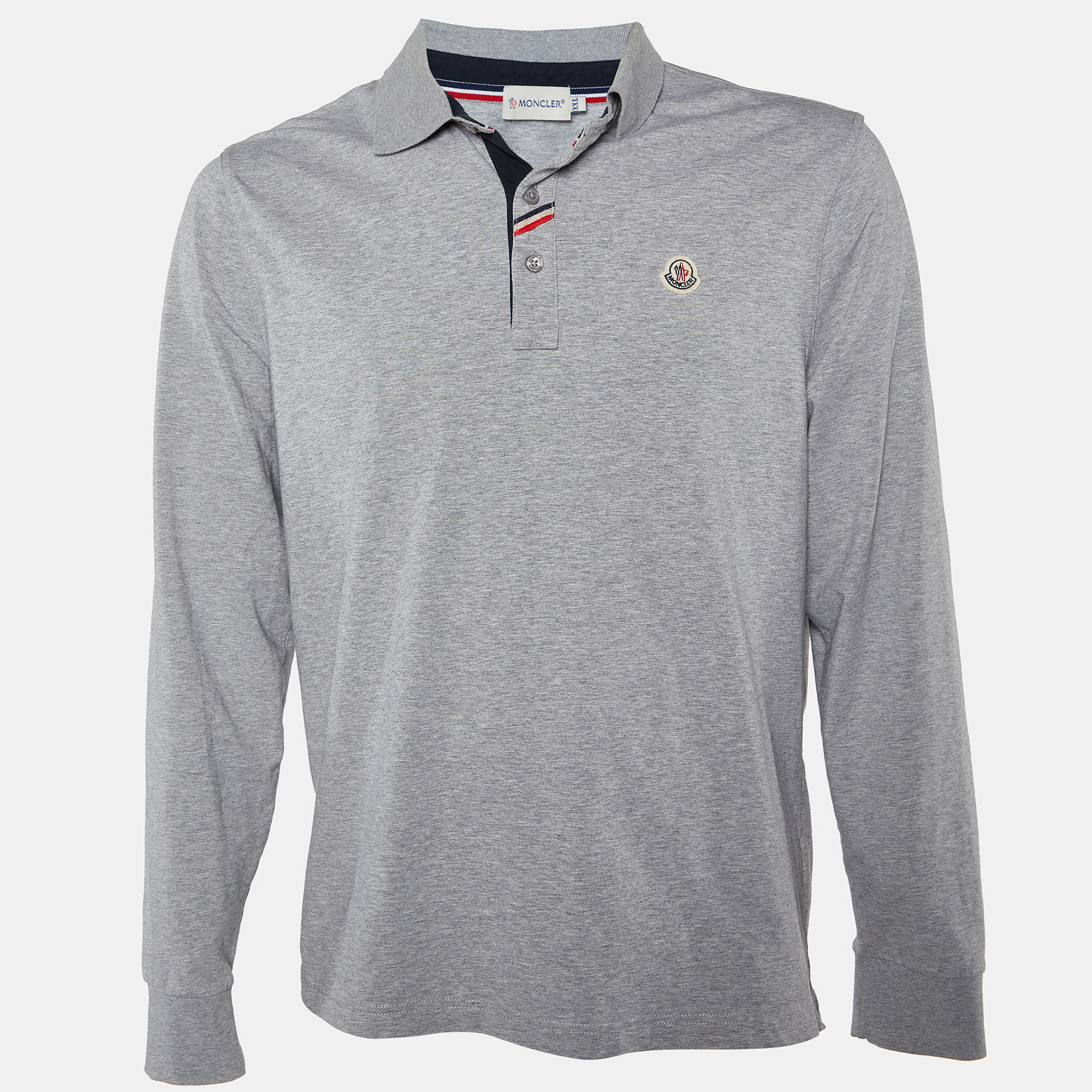 Pre Owned Moncler Grey Cotton Knit Long Sleeve T-Shirt XXL