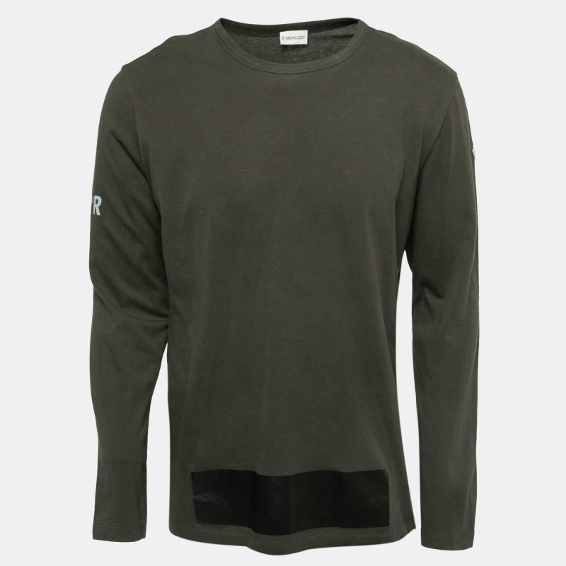 

Moncler Military Green Cotton Crew Neck Long Sleeve T-Shirt