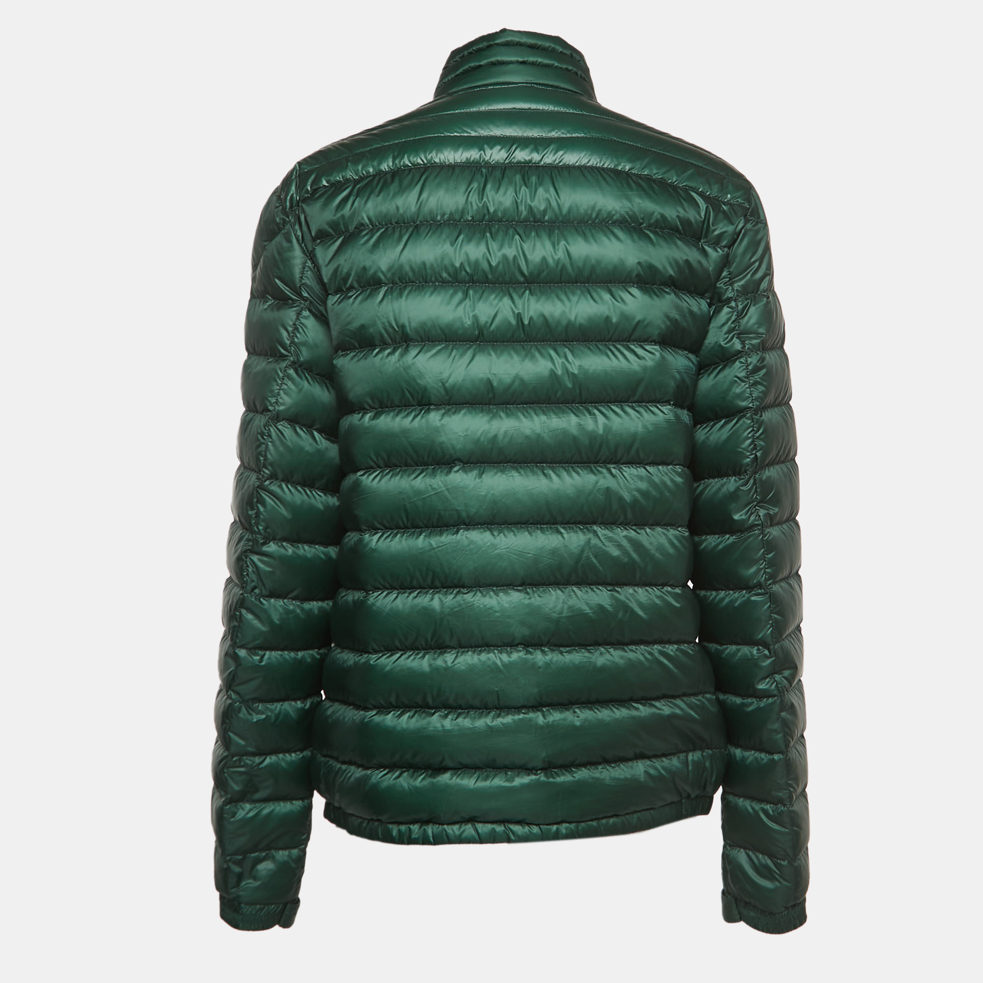 

Moncler Dark Green Quilted Nylon Zip Front Down Jacket