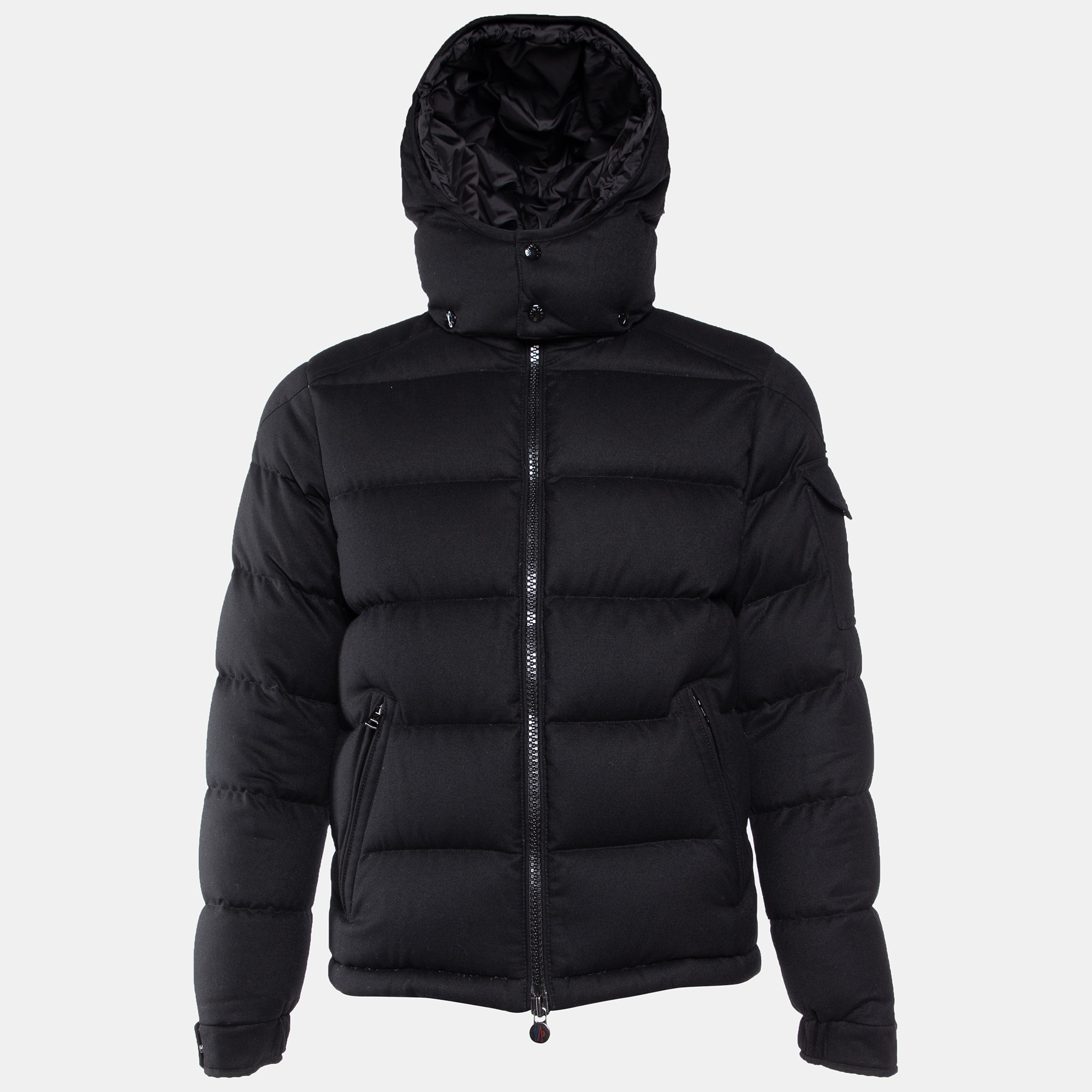 Pre-owned Moncler Black Wool Down Montgenevre Hooded Jacket M