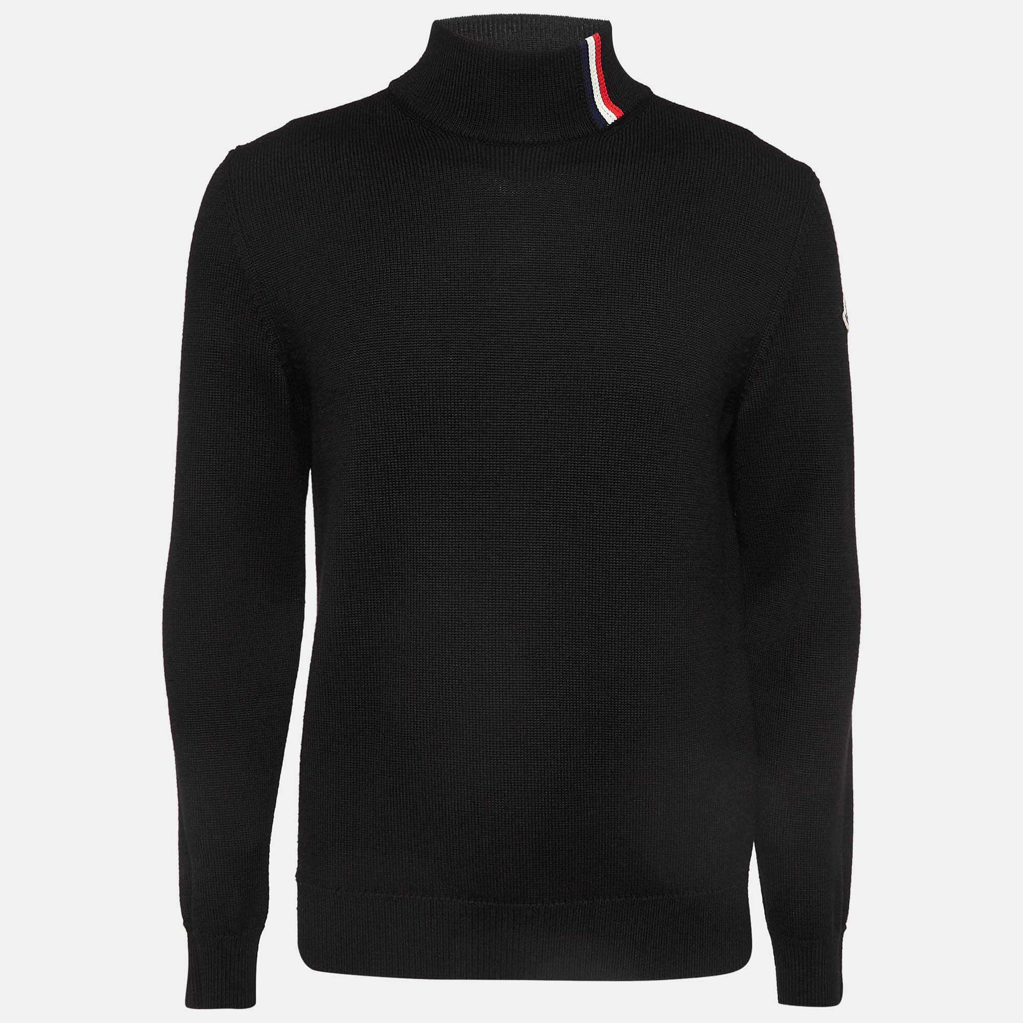 Pre-owned Moncler Black Wool Knit Turtleneck Sweater L