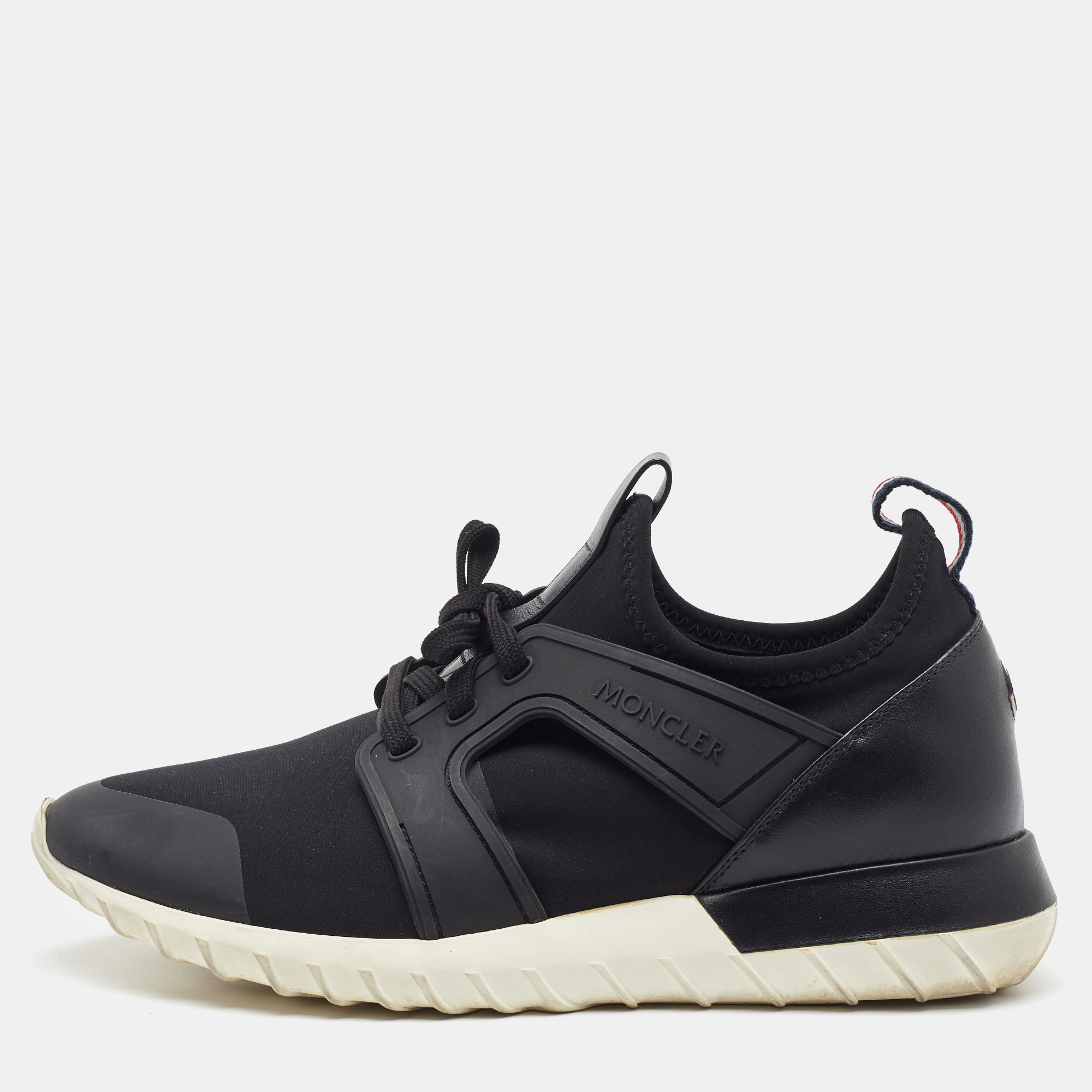 

Moncler Black Neoprene and Rubber Emilien Lace Up Sneakers Size