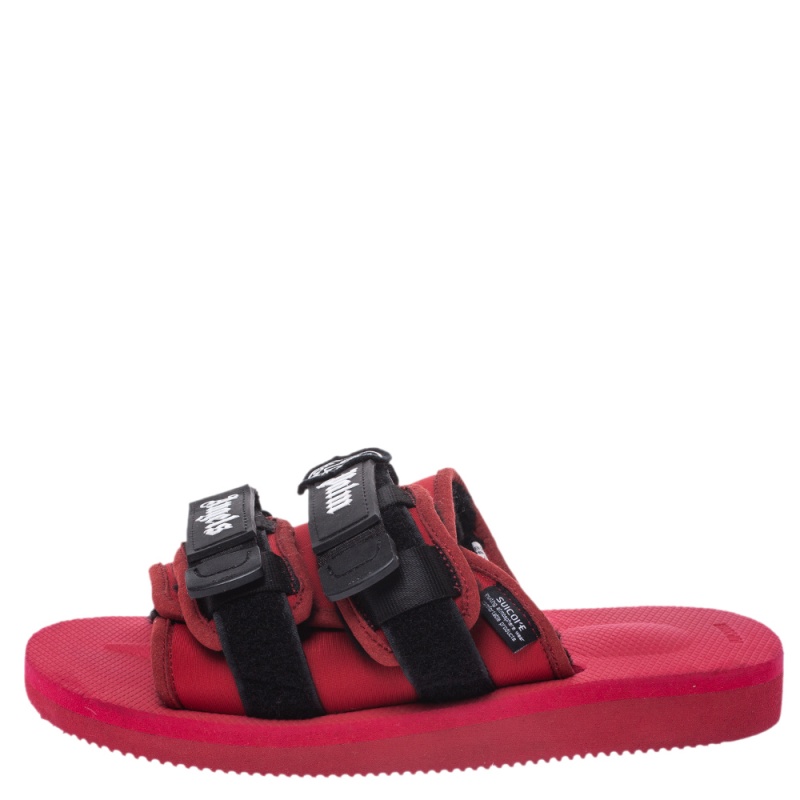

Moncler x Palm Angels x Suicoke Red/Black Fabric And Nylon Moto Slides Size