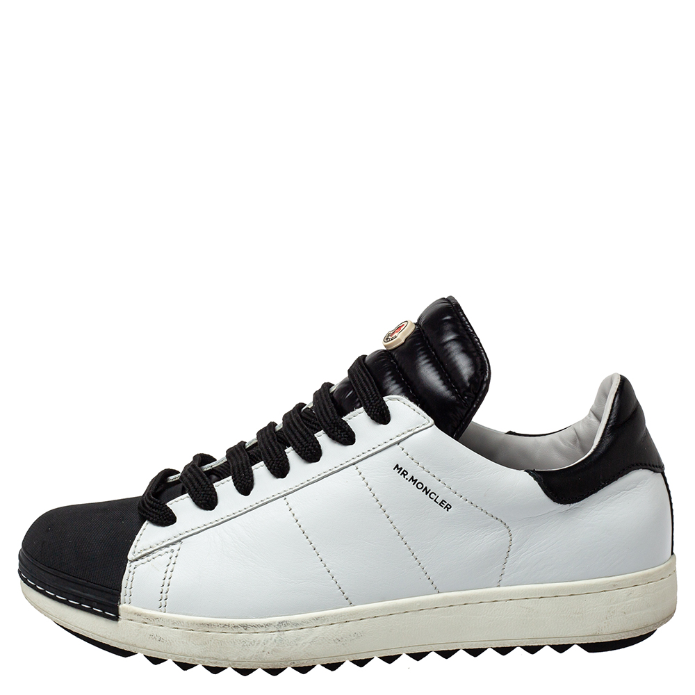 

Moncler Black/White Leather Low Top Sneakers Size