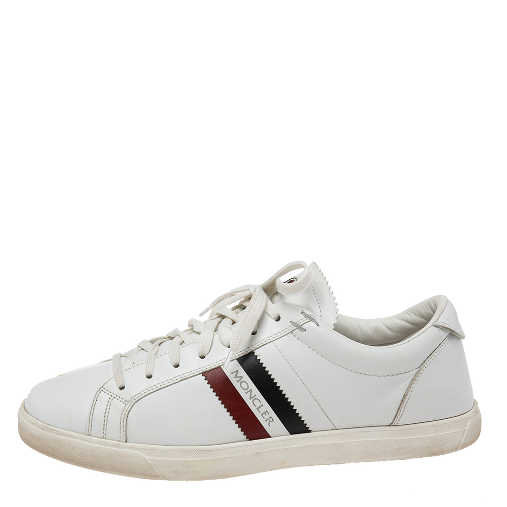 

Moncler White Leather Low Top Sneakers Size