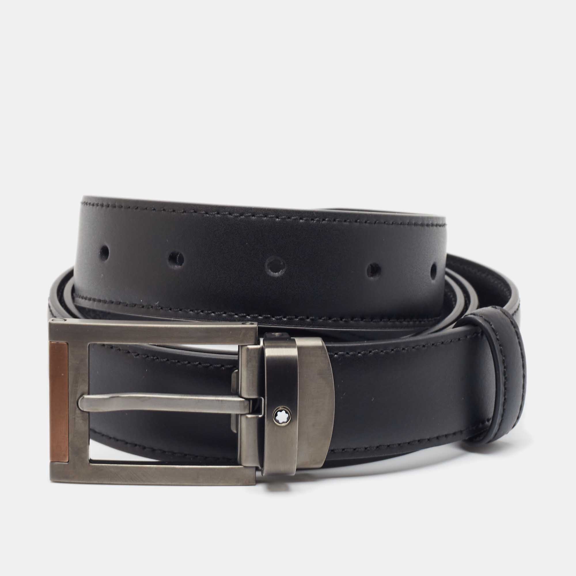 

Montblanc Black Leather Meisterstuck Cut to Size Buckle Belt